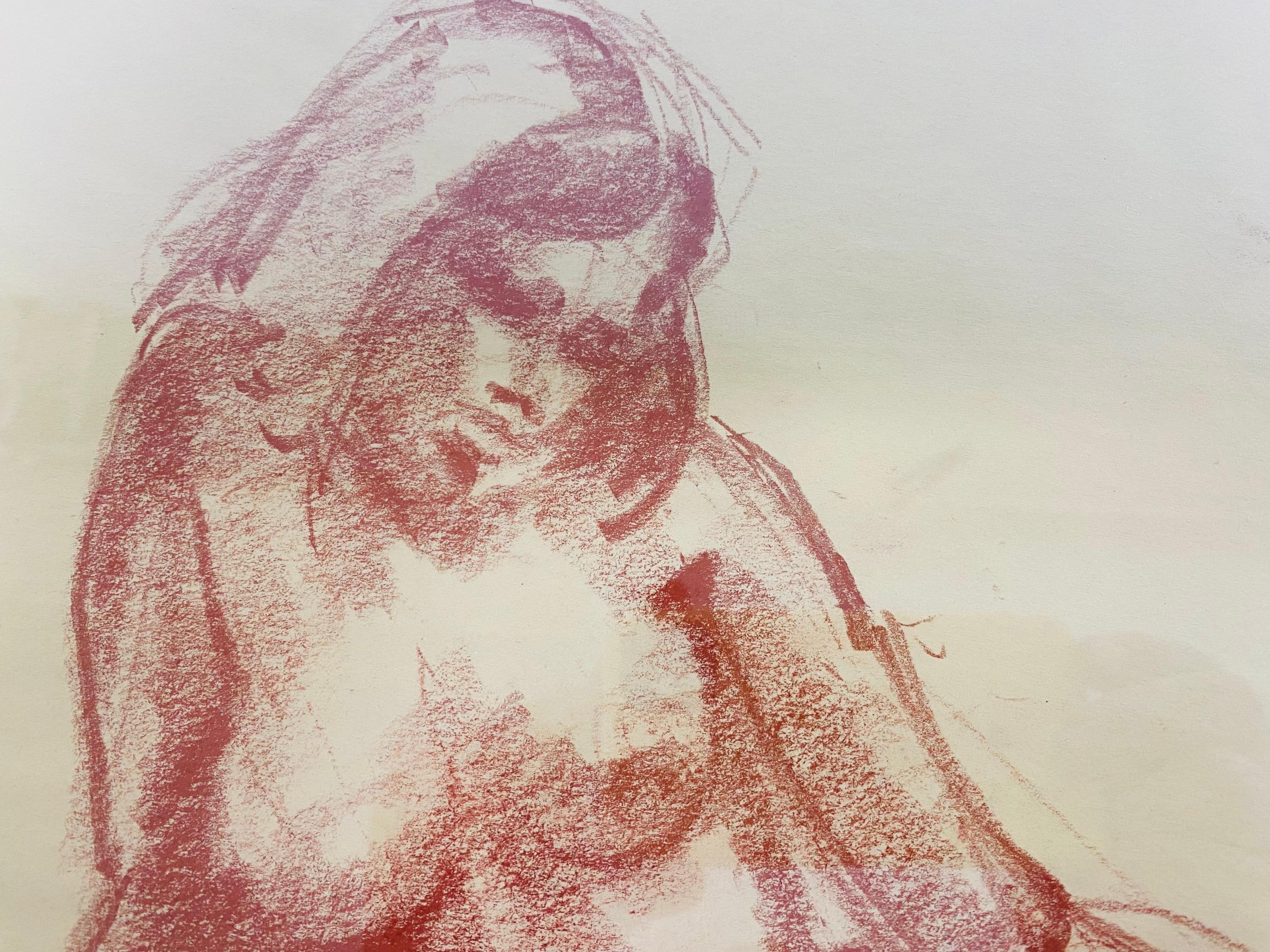 Américain Étude de nu féminin au fusain sur papier datant du milieu du siècle dernier. en vente