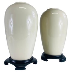 Mid-century vintage Chinese export Blanc de chin vases/pair
