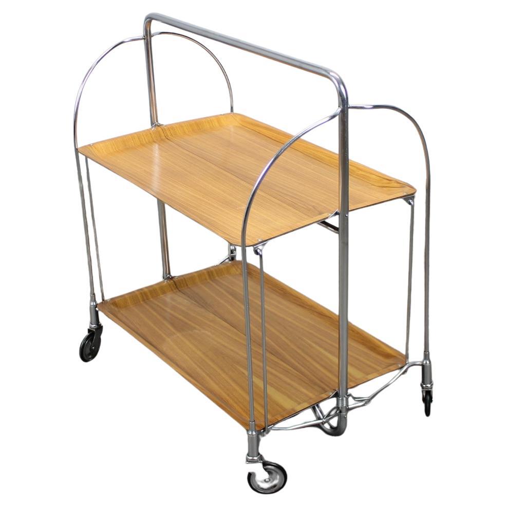 Mid-Century Vintage Chrome and Folding Serving Trolley, 1950's