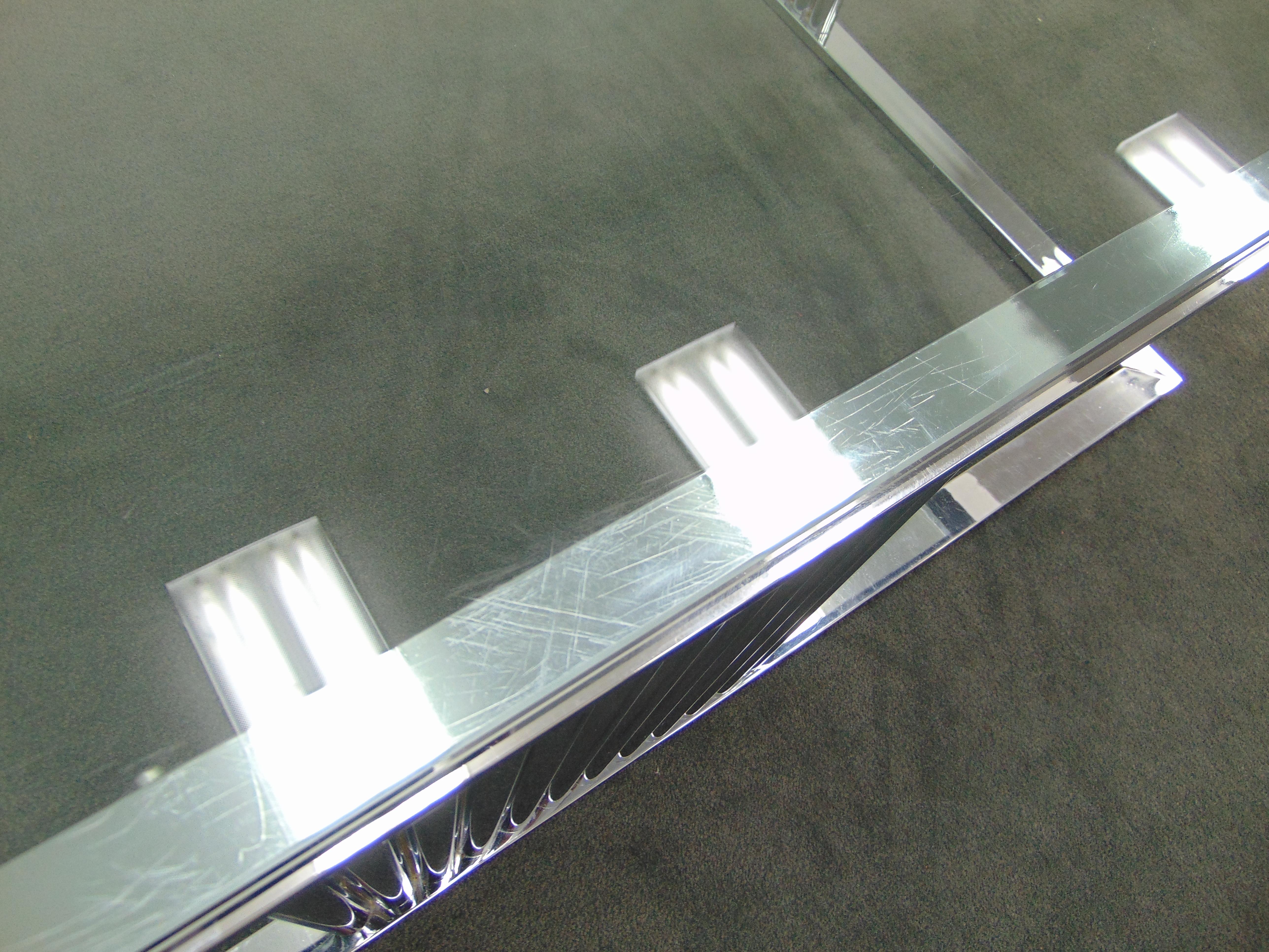 Midcentury Vintage Chrome and Glass Large Square Coffee Table For Sale 1