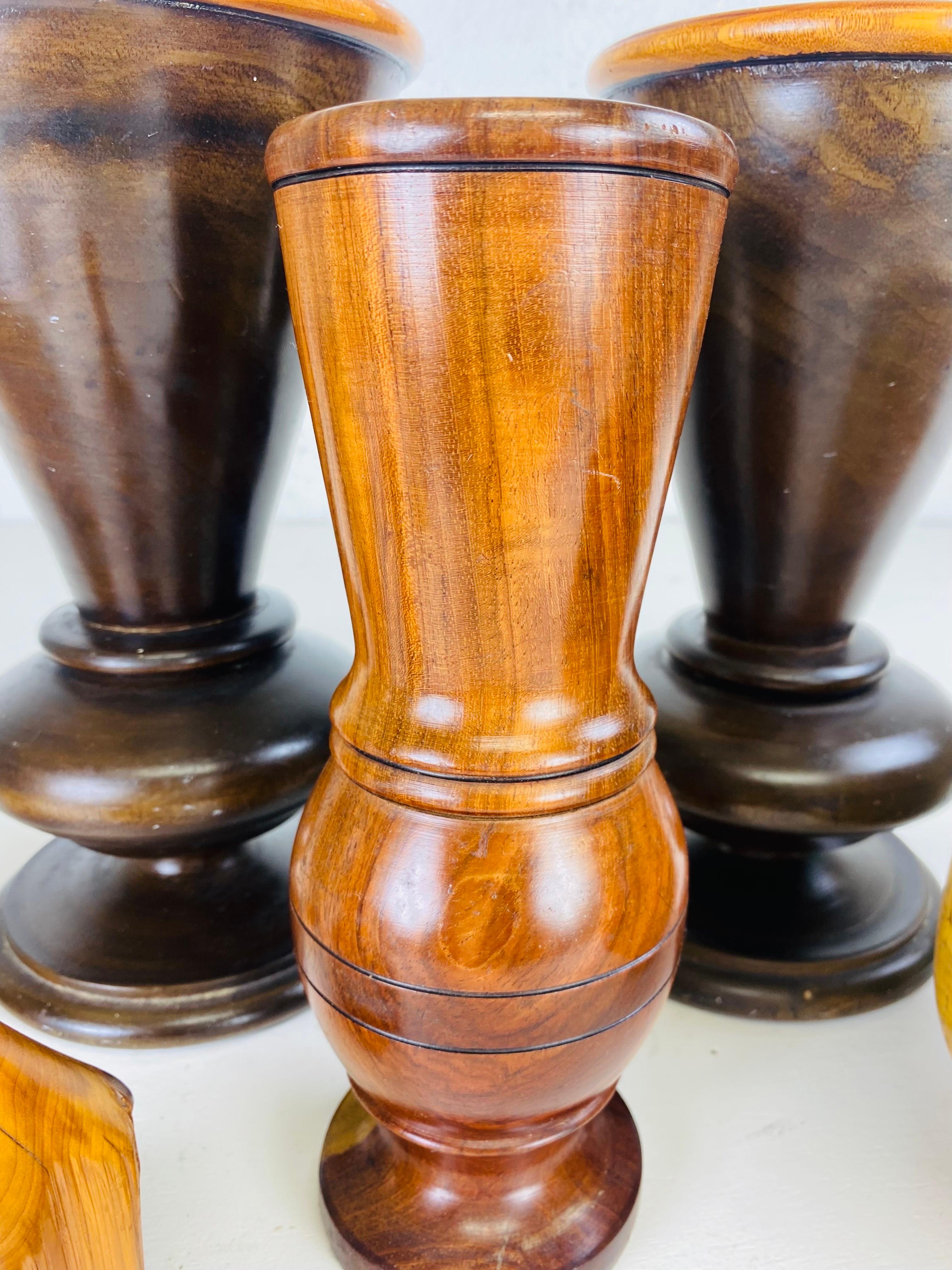 Mid century vintage collection of hand turn wooden vessels. In Good Condition For Sale In Allentown, PA