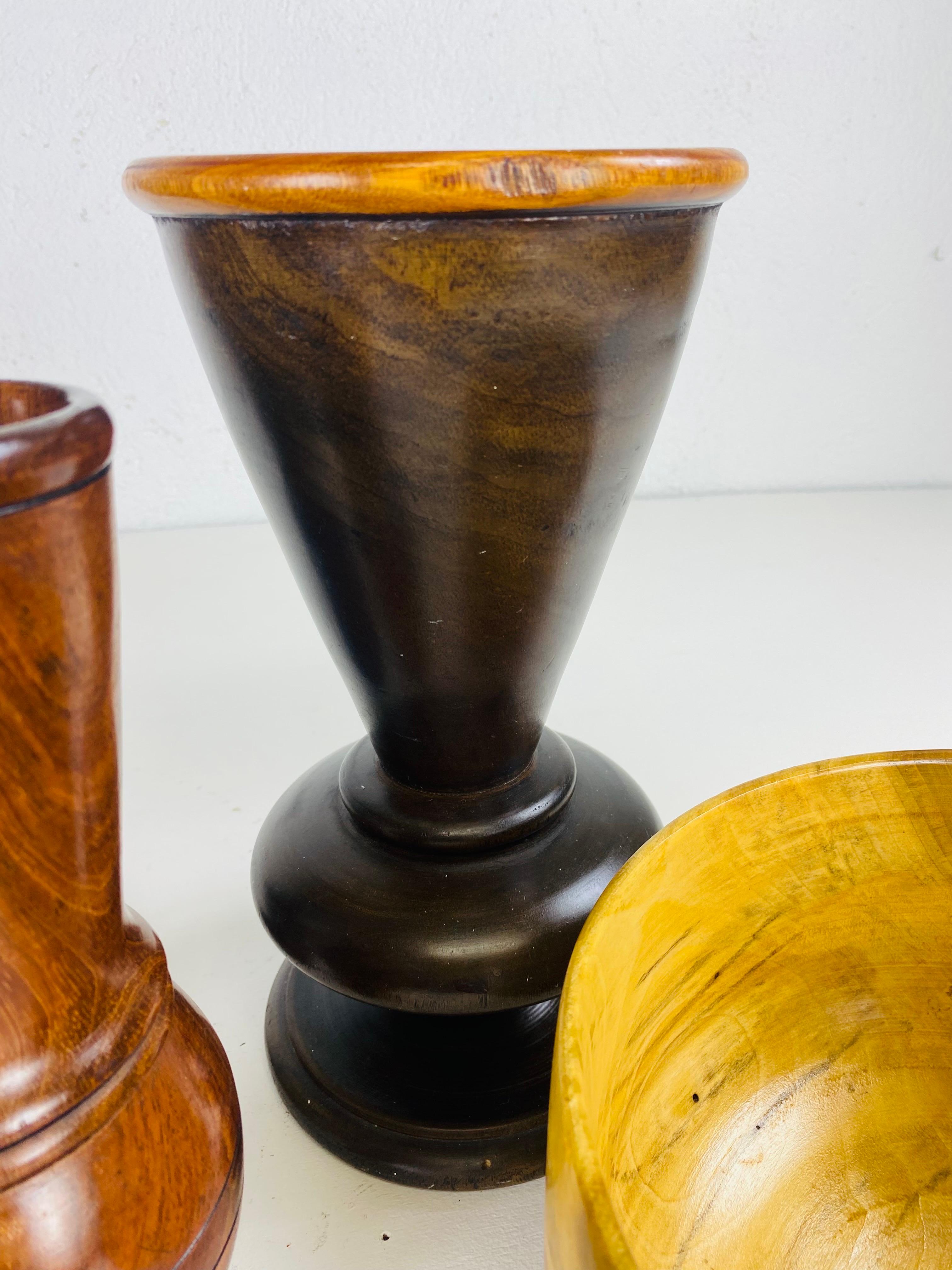 Mid-20th Century Mid century vintage collection of hand turn wooden vessels. For Sale