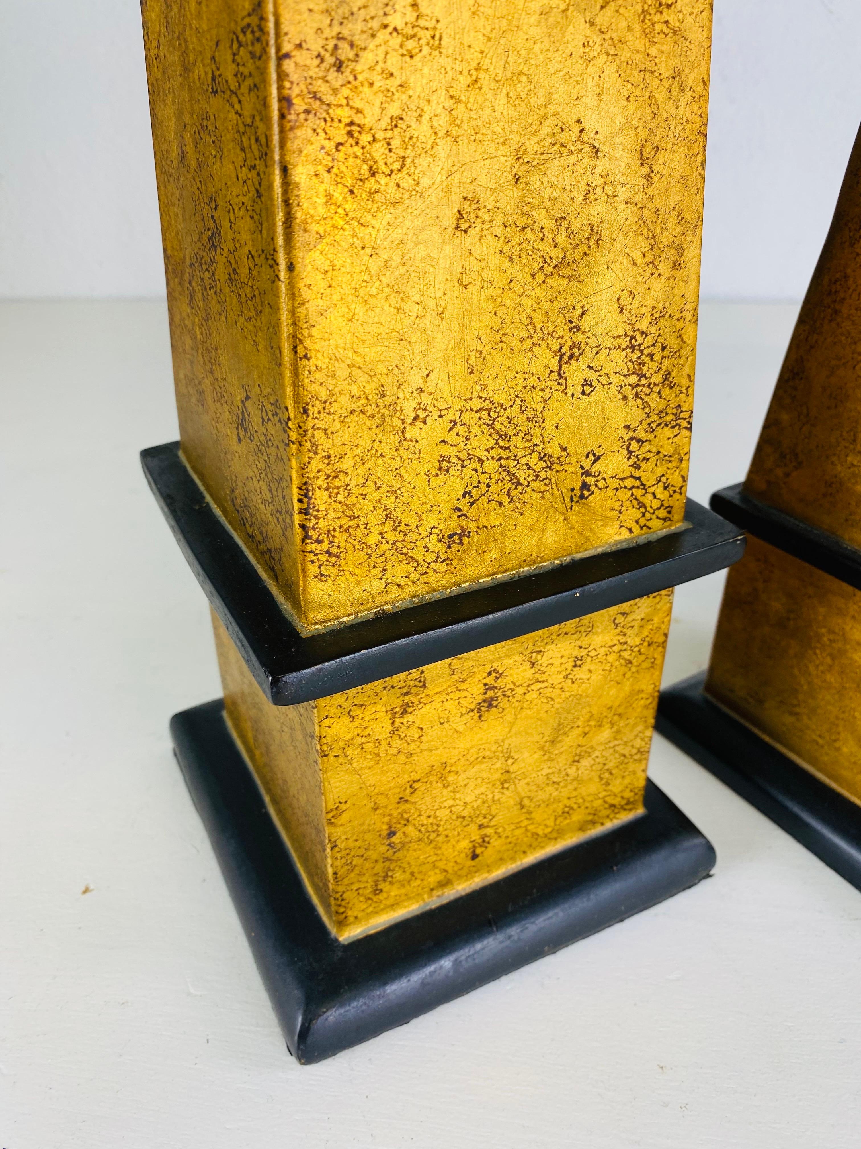Mid century vintage complementary pair of wooden obelisks 2