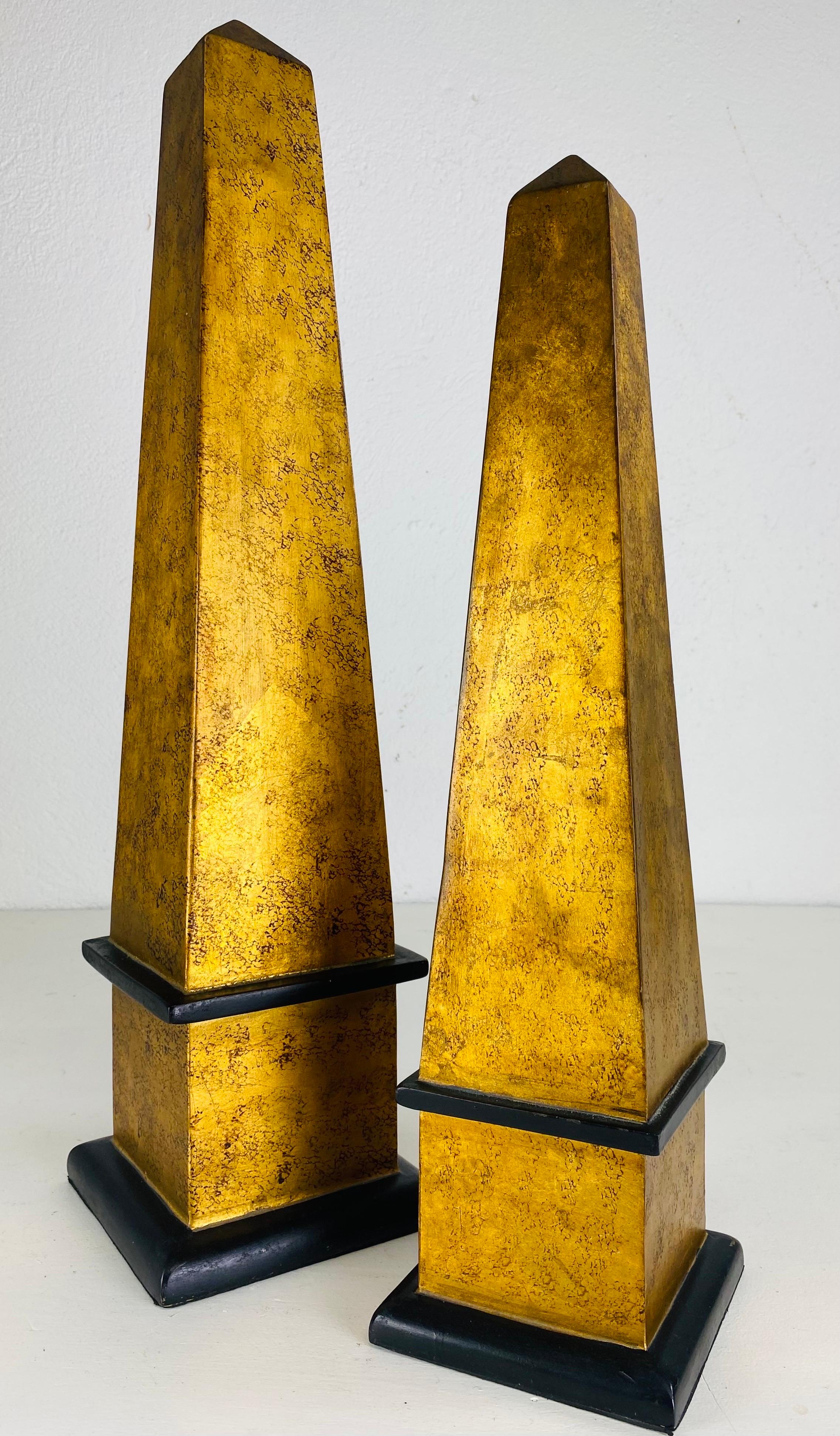 Mid century vintage complementary pair of wooden obelisks 3