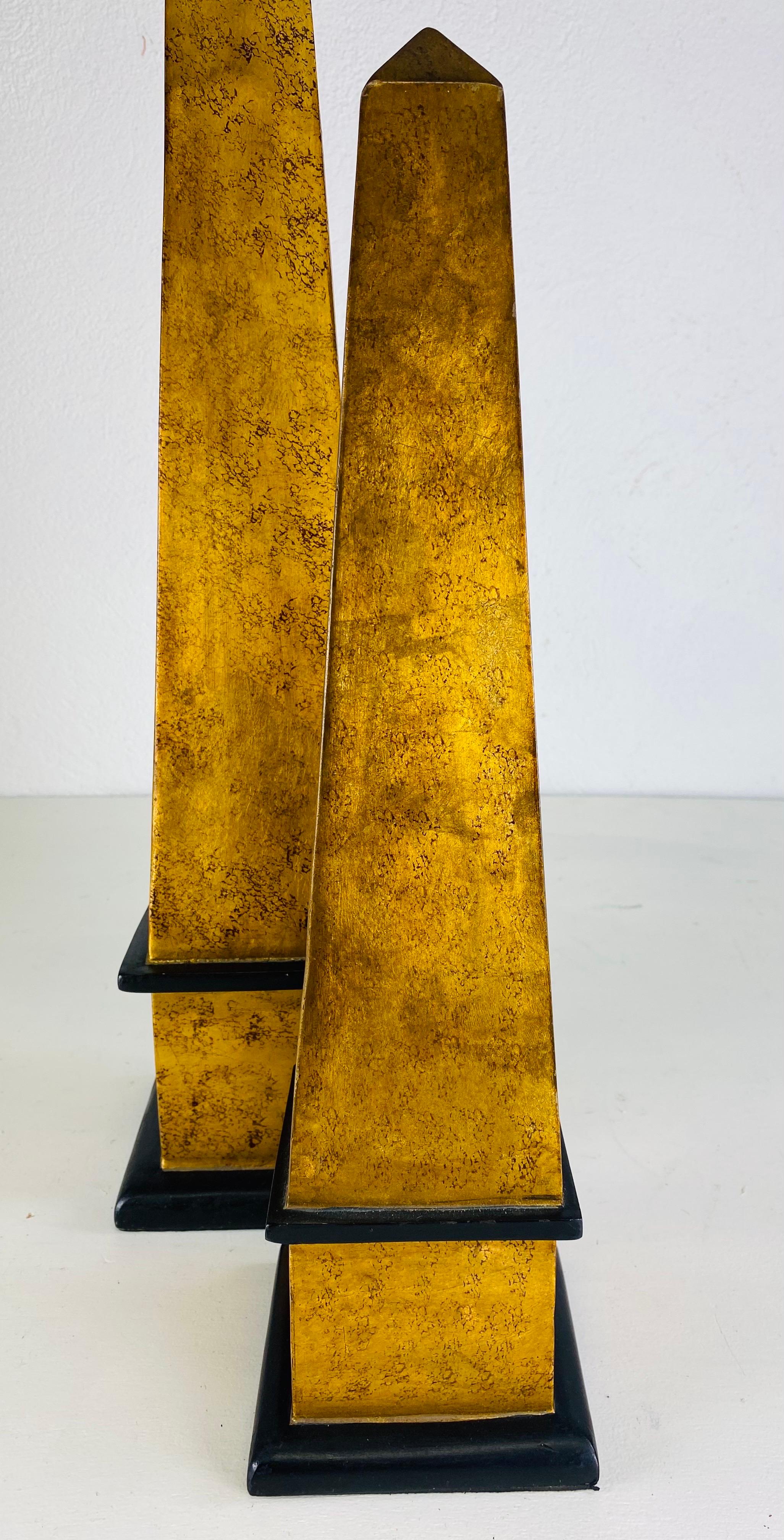 Acrylic Mid century vintage complementary pair of wooden obelisks