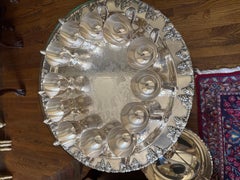 Mid century vintage CRESCENT SILVERWARE punch Bowl, ladle, 12 cups and a tray