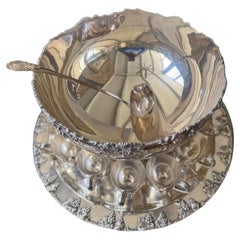 Mid century vintage CRESCENT SILVERWARE punch Bowl, ladle, 12 cups and a tray