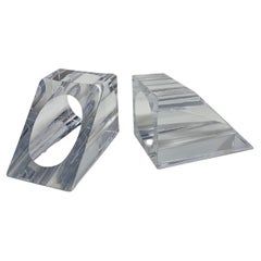 Mid-Century Vintage Crystal Bookends in the Style of Cartier
