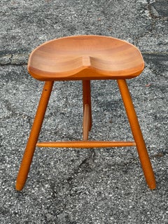Mid Century Vintage Danish Milking Stool Oak 1970's