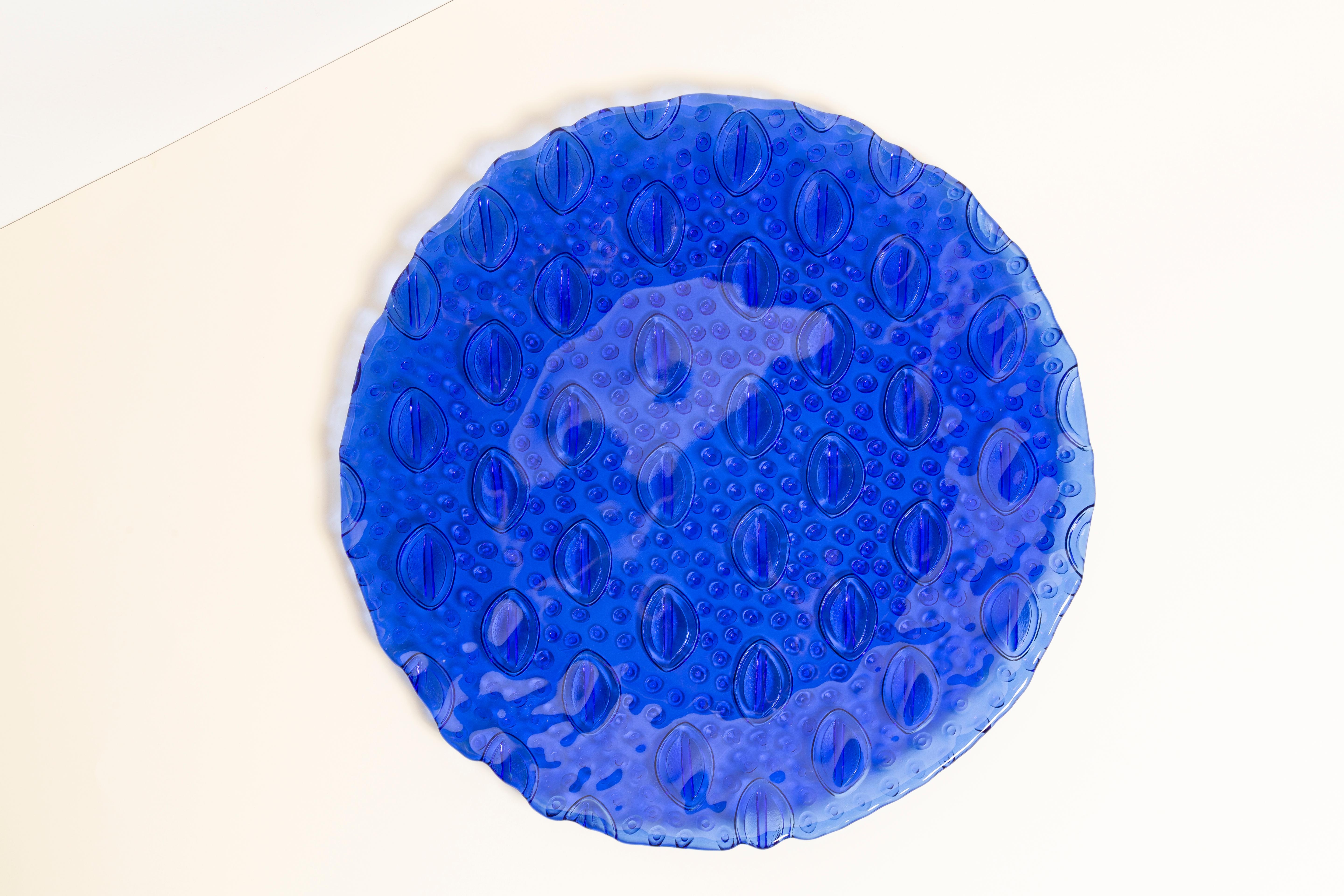 Mid-Century Modern Midcentury Vintage Dark Blue Decorative Glass Plate, Italy, 1960s For Sale