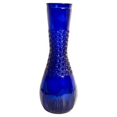 Vase en verre bleu moyen vintage du milieu du siècle, Europe, années 1960