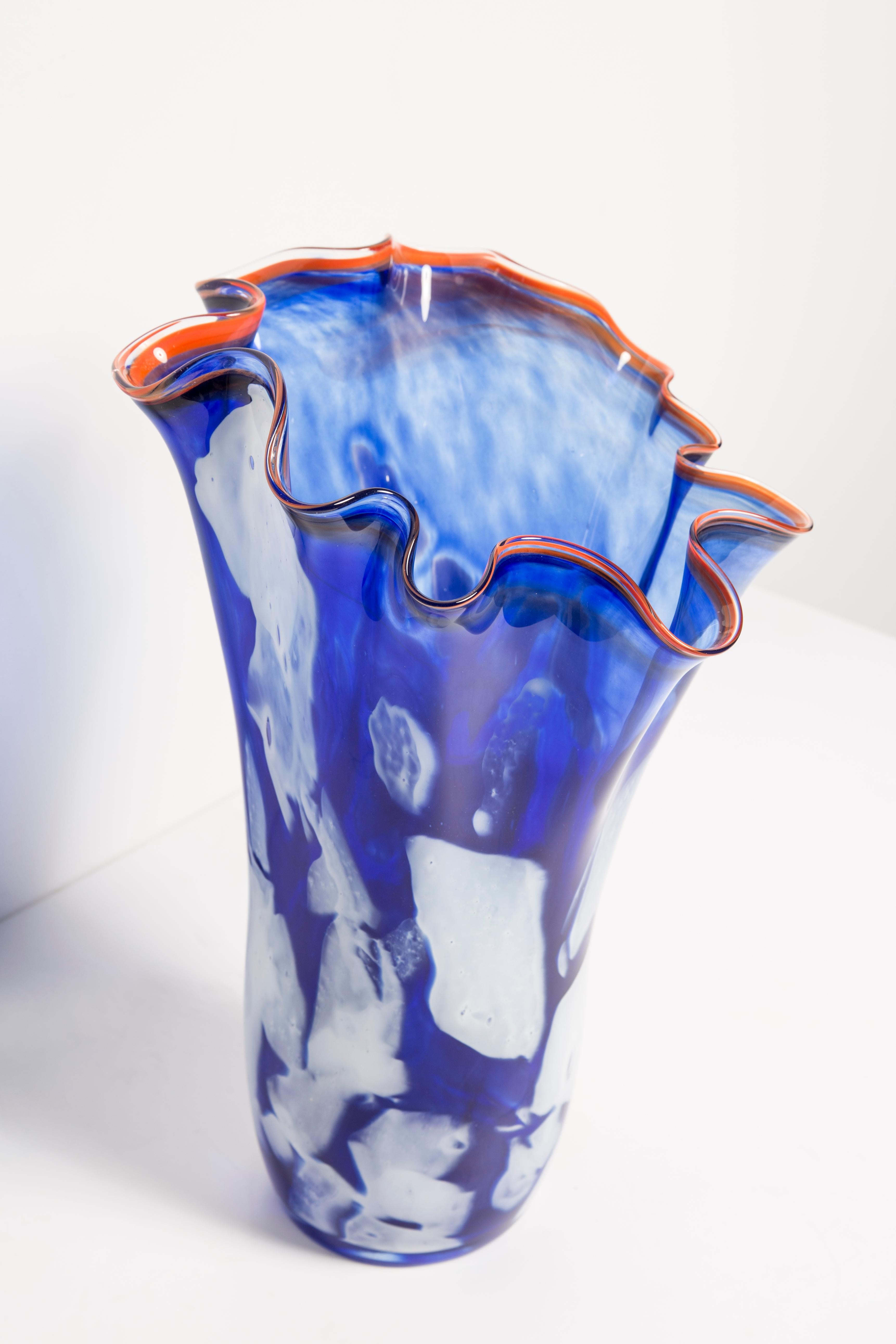 Glass Mid Century Vintage Dark Blue Vase, Italy, 1960s
