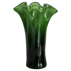 Jarrón de cristal de Murano verde oscuro Mid Century Vintage, Italia, años 2000