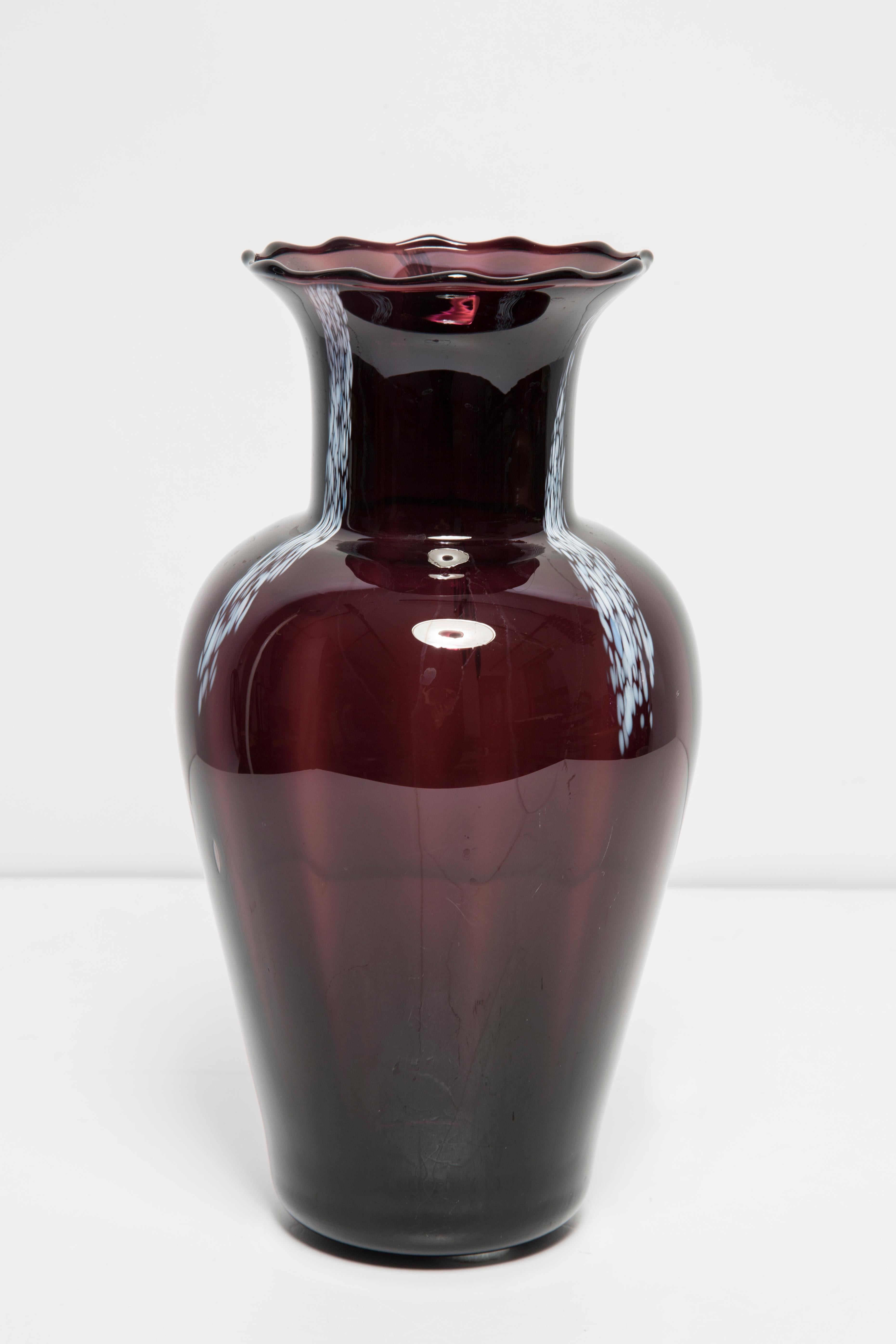 20th Century Mid Century Vintage Dark Red Artistic Glass Vase, Europe, 1970s For Sale