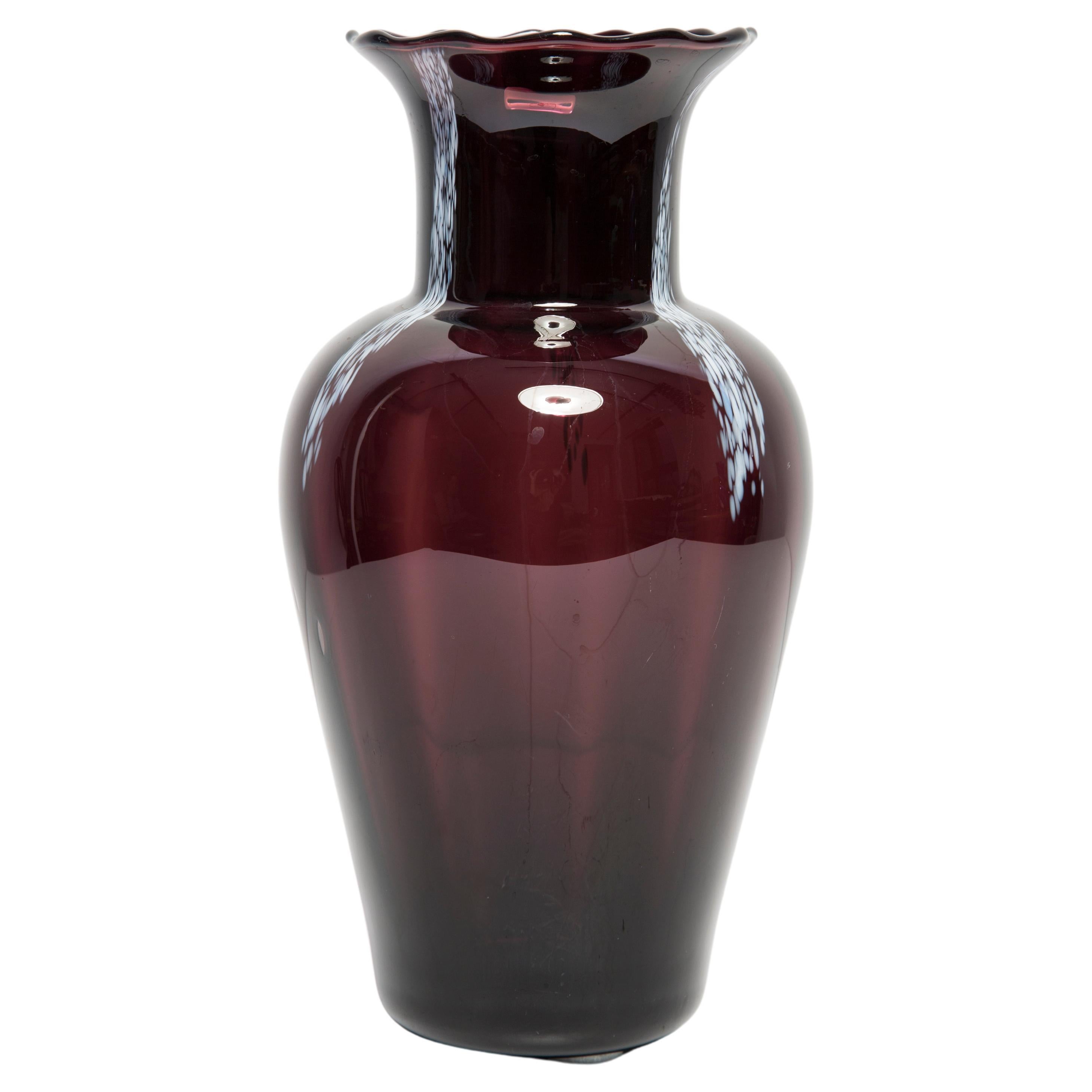 Mid Century Vintage Dark Red Artistic Glass Vase, Europe, 1970s For Sale