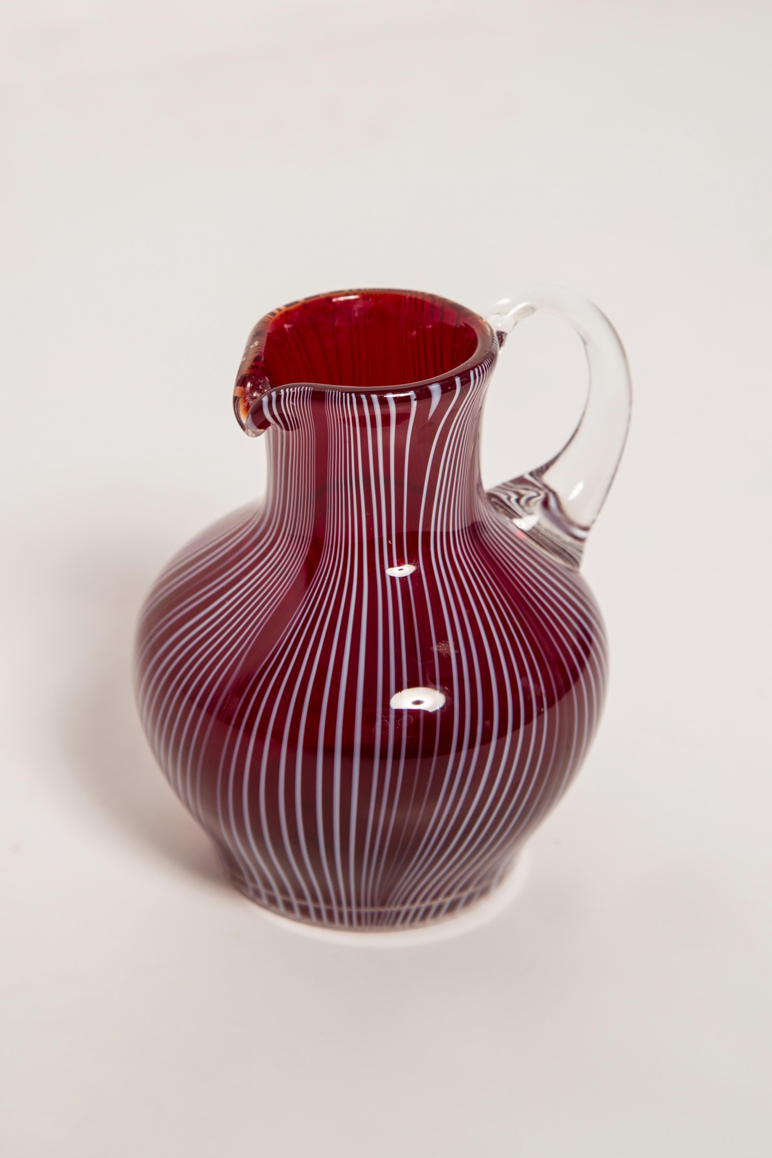 20th Century Midcentury Vintage Dark Red Small Vase, Europe, 1960s For Sale