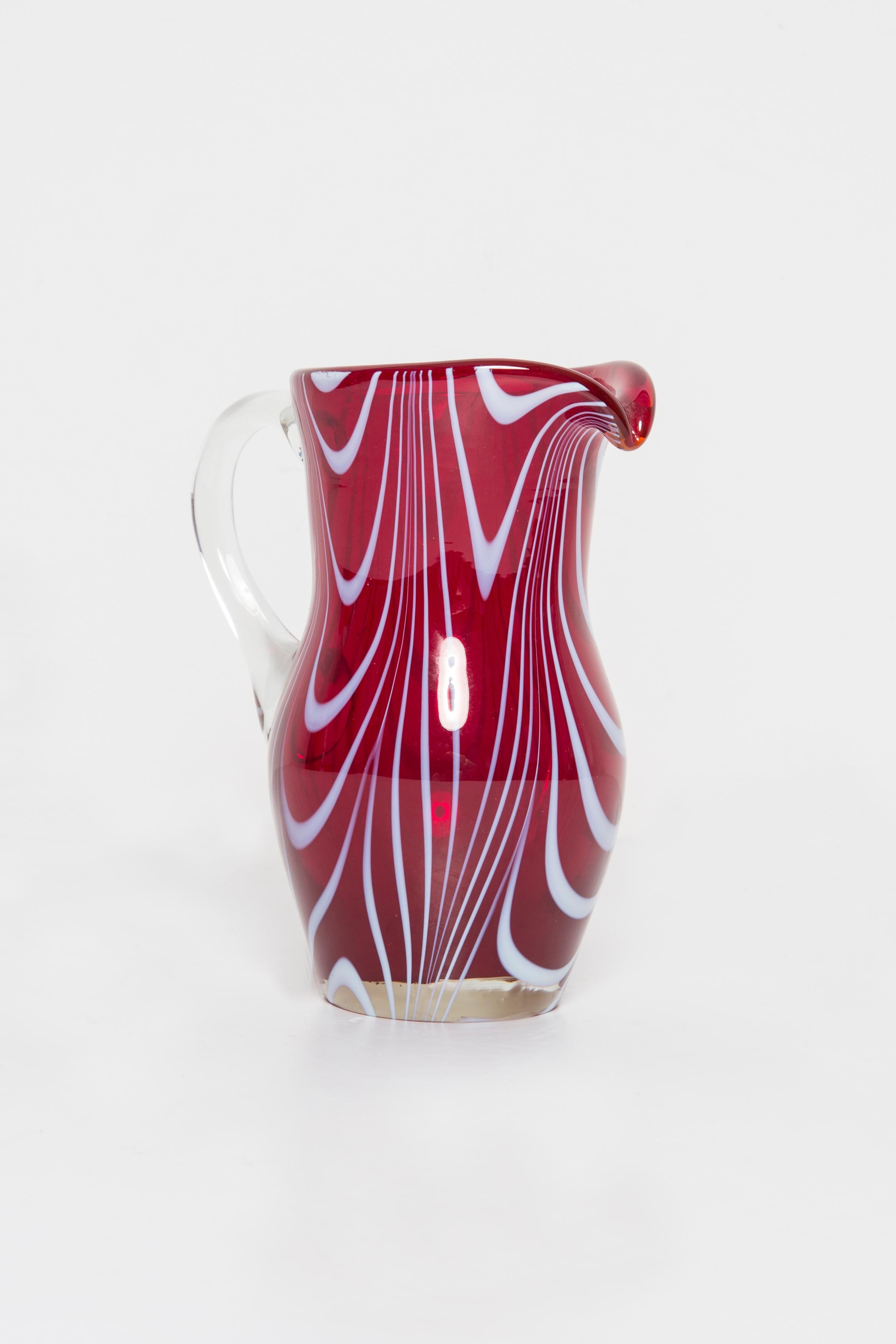 Glass Mid Century Vintage Dark Red Small Vase, Europe, 1960s For Sale