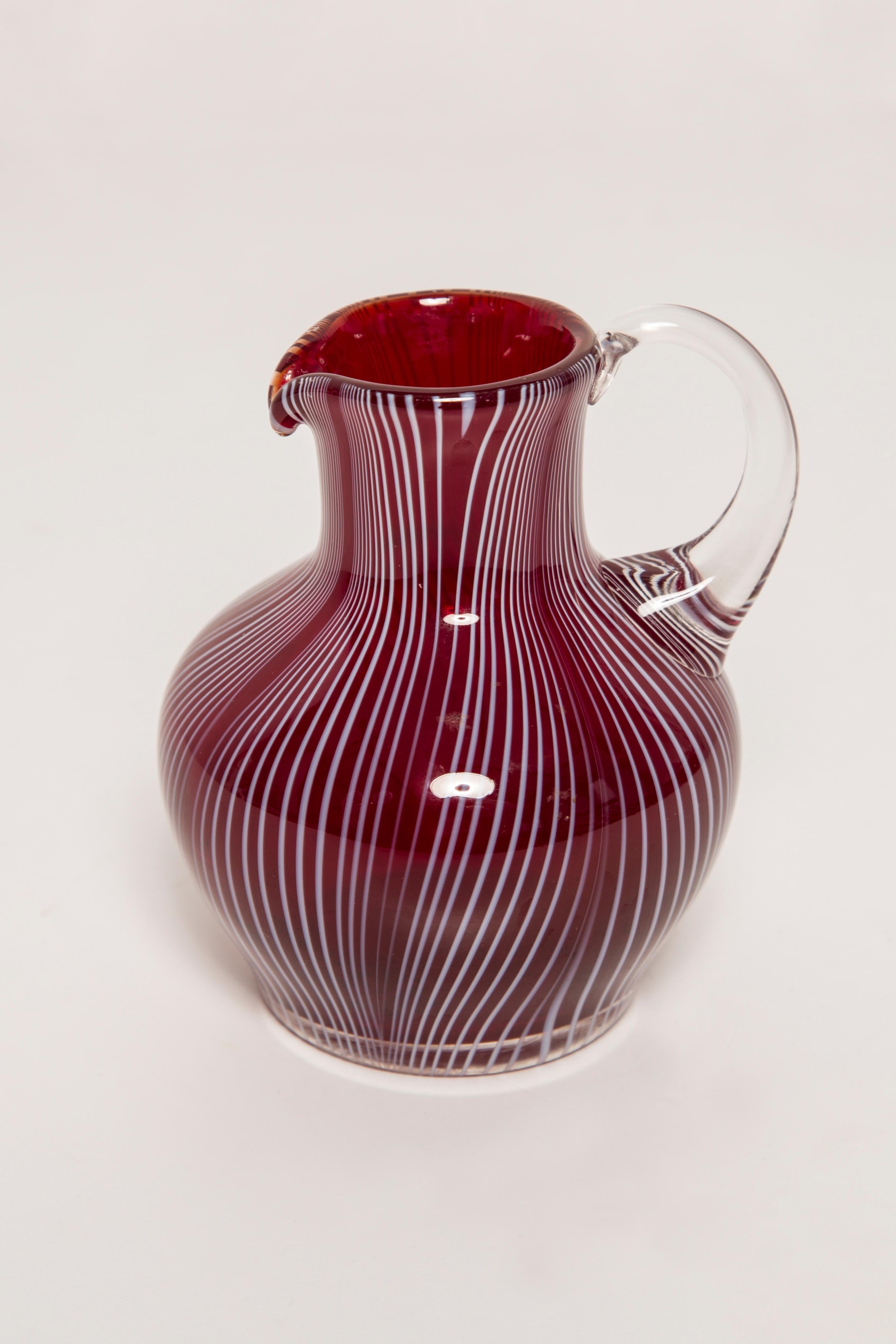 Glass Midcentury Vintage Dark Red Small Vase, Europe, 1960s For Sale