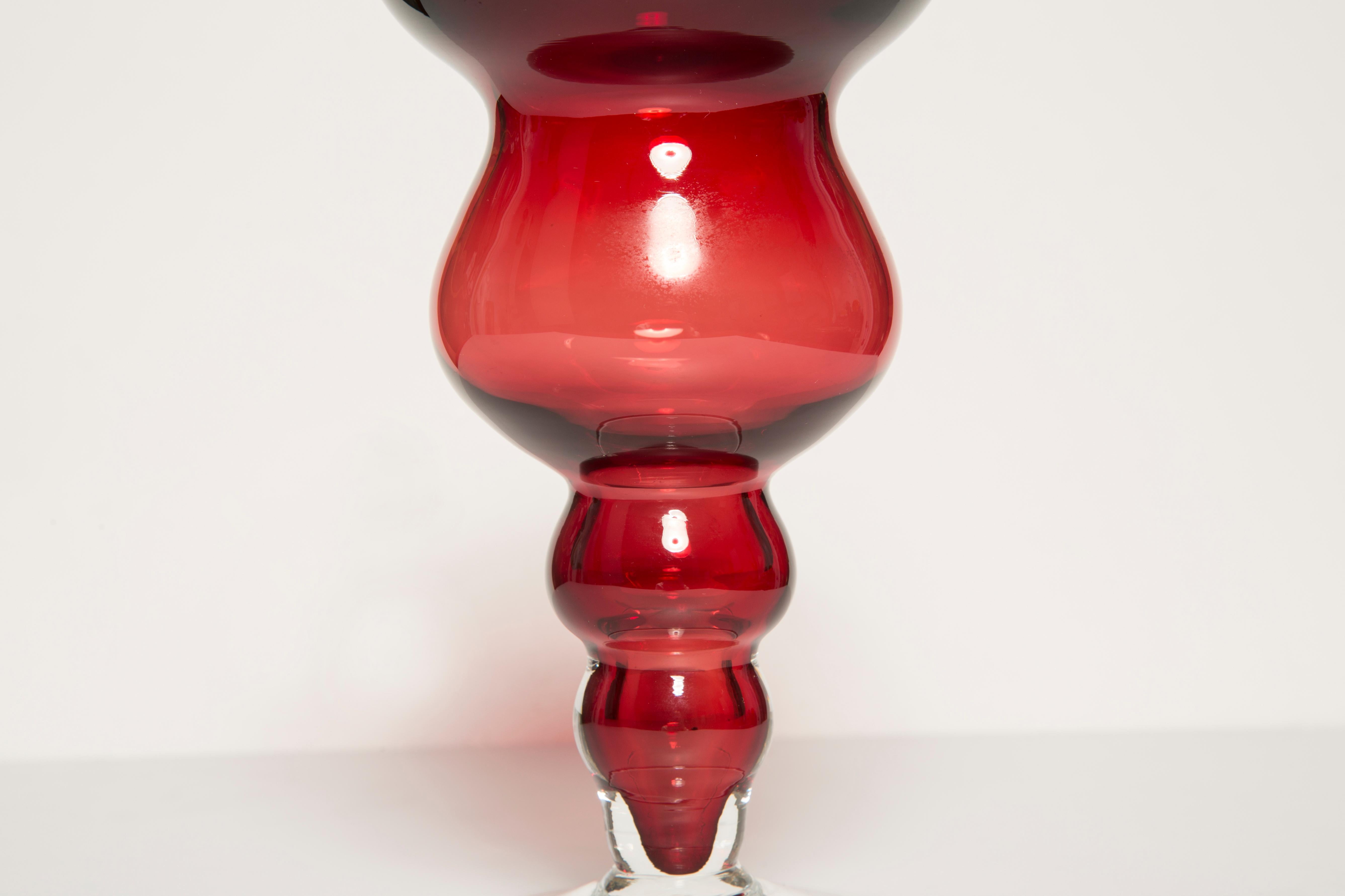 Mid Century Vintage Dark Red Vase, Europe, 1960s For Sale 5