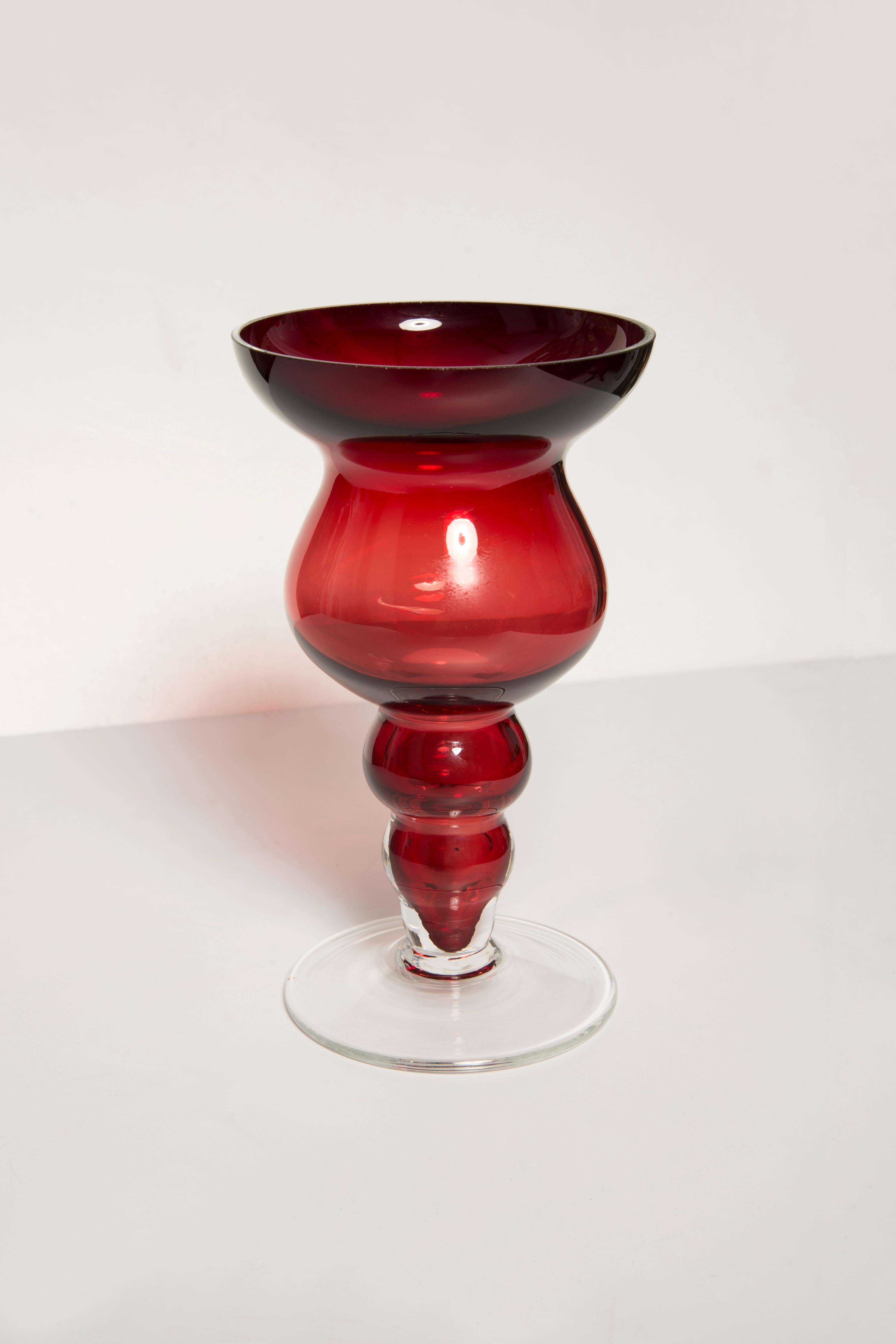 Mid Century Vintage Dark Red Vase, Europe, 1960s For Sale 1