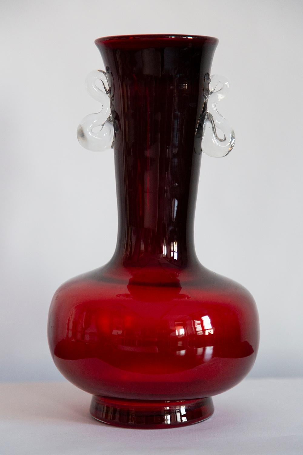 Mid Century Vintage Dark Red Vase, Europe, 1980s For Sale 3
