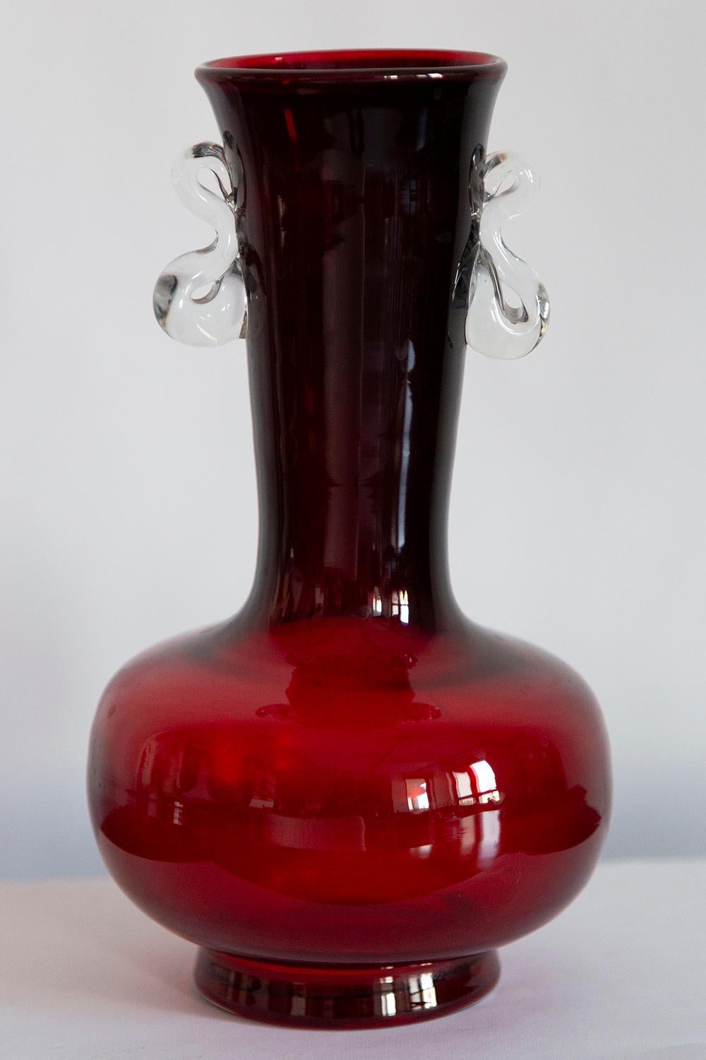 Mid Century Vintage Dark Red Vase, Europe, 1980s For Sale 5