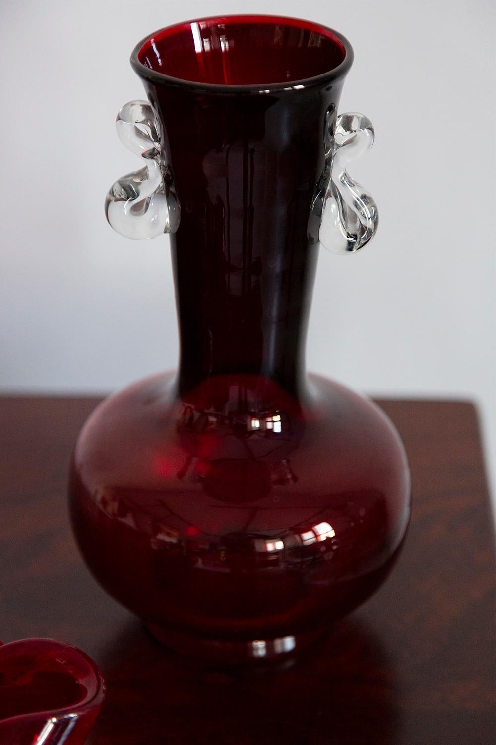 20th Century Mid Century Vintage Dark Red Vase, Europe, 1980s For Sale