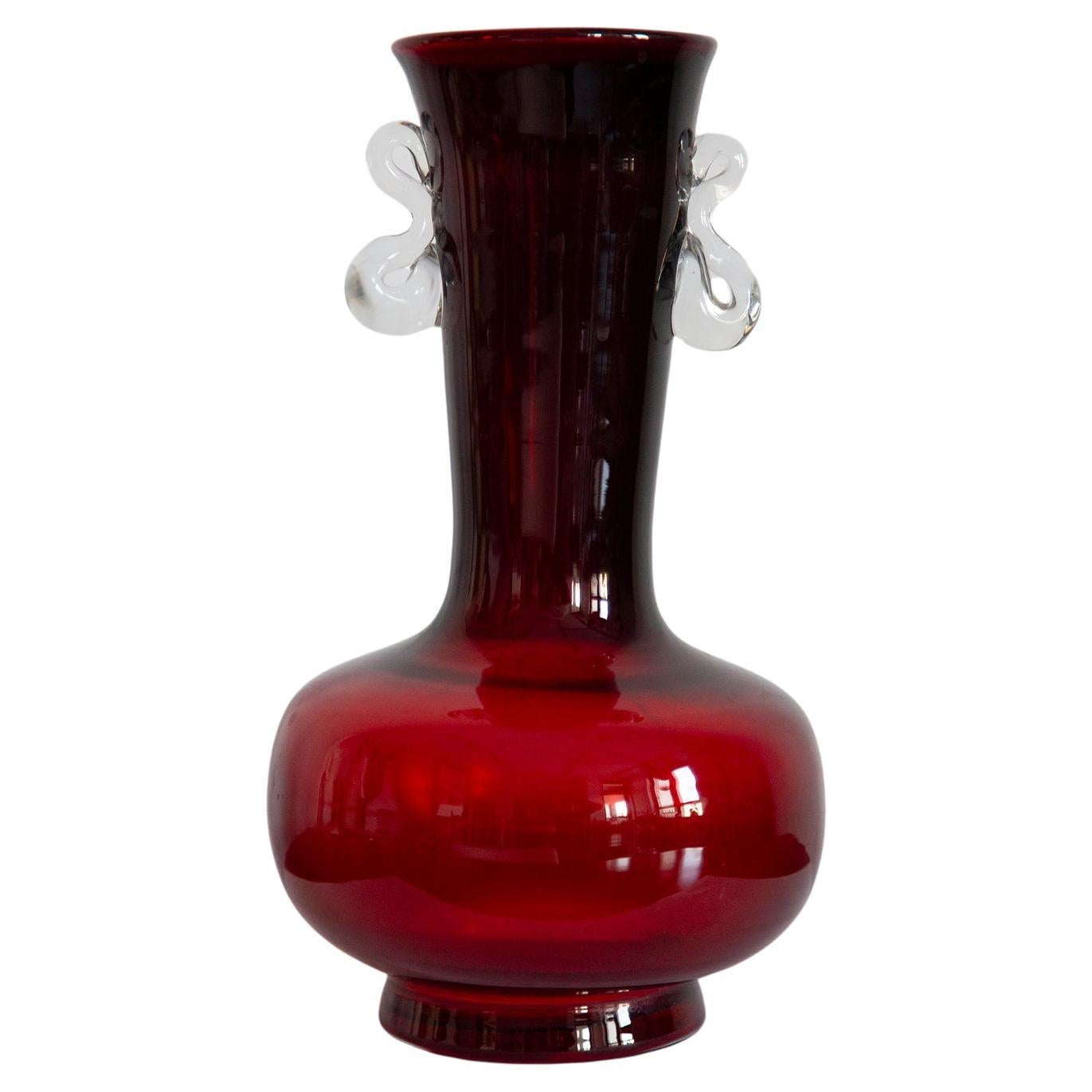 Mid Century Vintage Dark Red Vase, Europe, 1980s For Sale