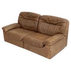 Mid Century Vintage De Sede DS 66 Braunes Leder-Liegesofa