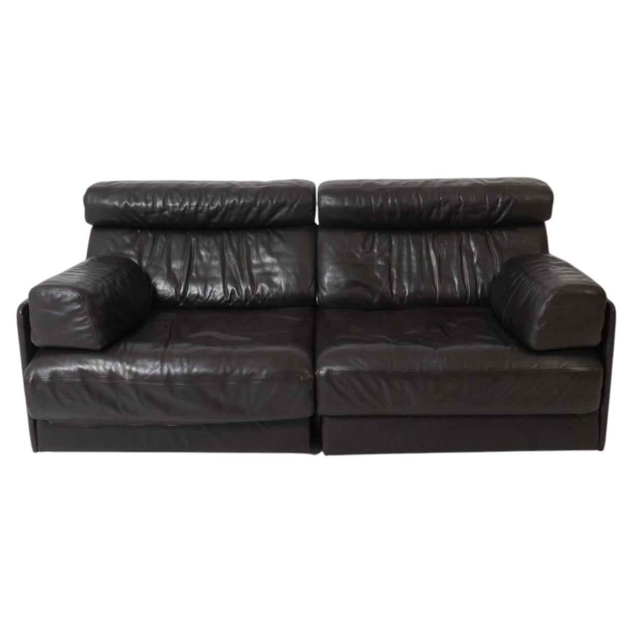 Mid Century Vintage De Sede DS 76 leather Highback loveseat sofa