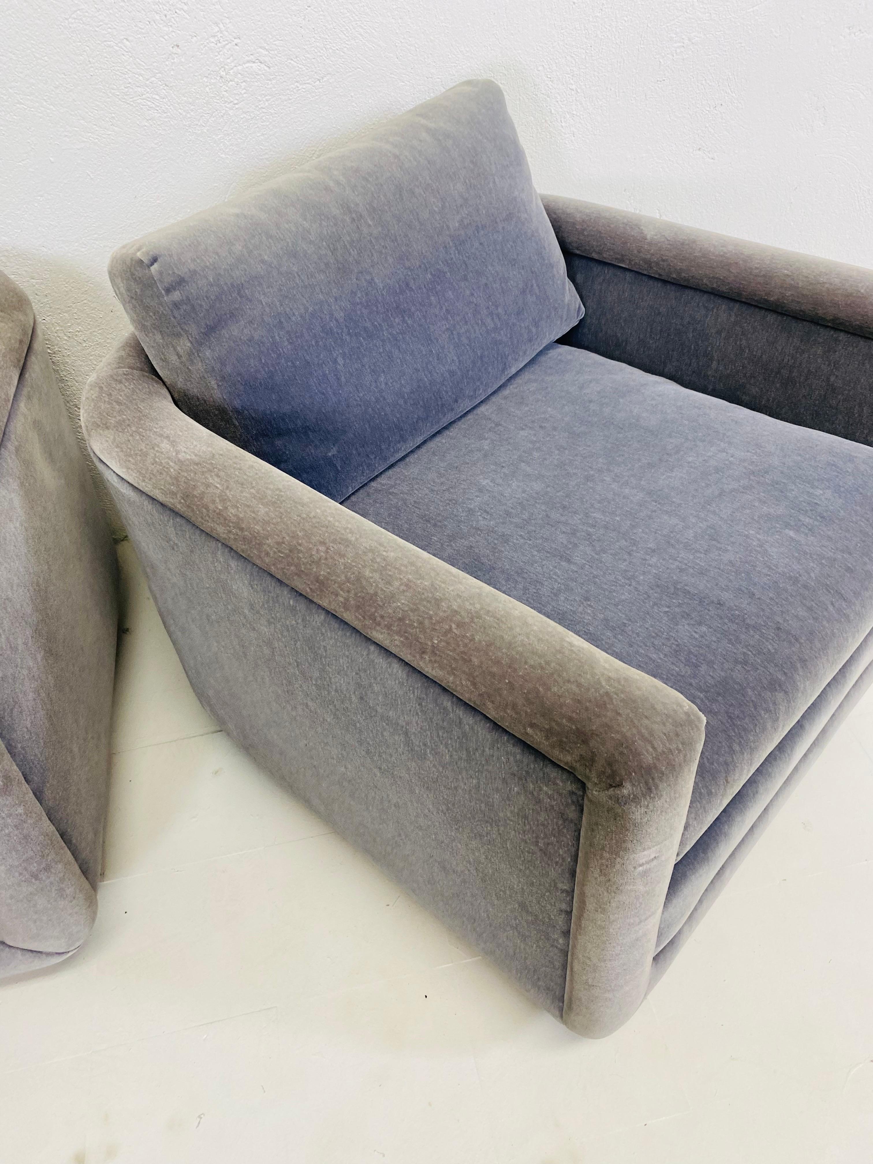 Mid-century vintage deco inspired plush Mohair club shares/a pair 1