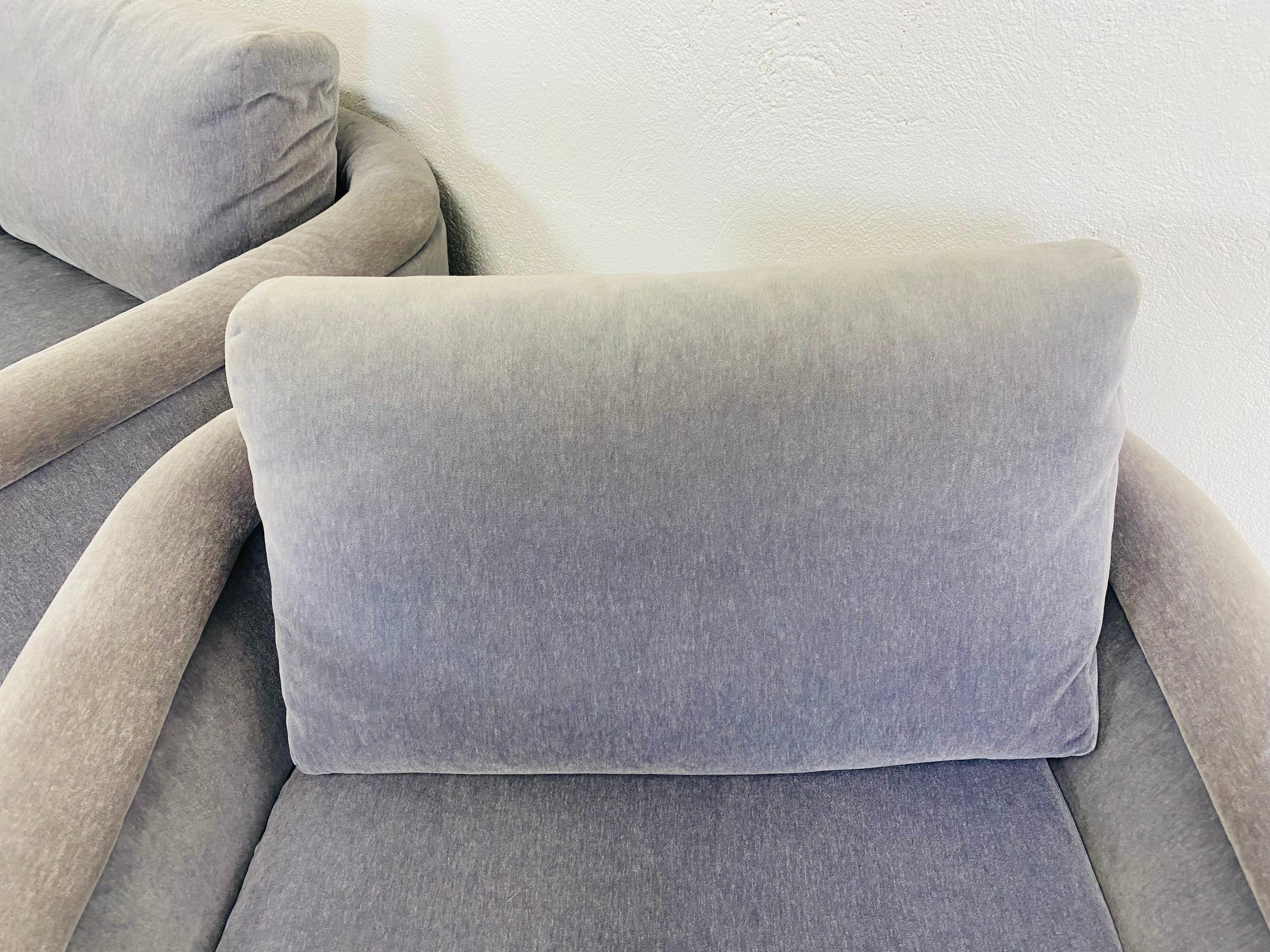 Mid-century vintage deco inspired plush Mohair club shares/a pair 2
