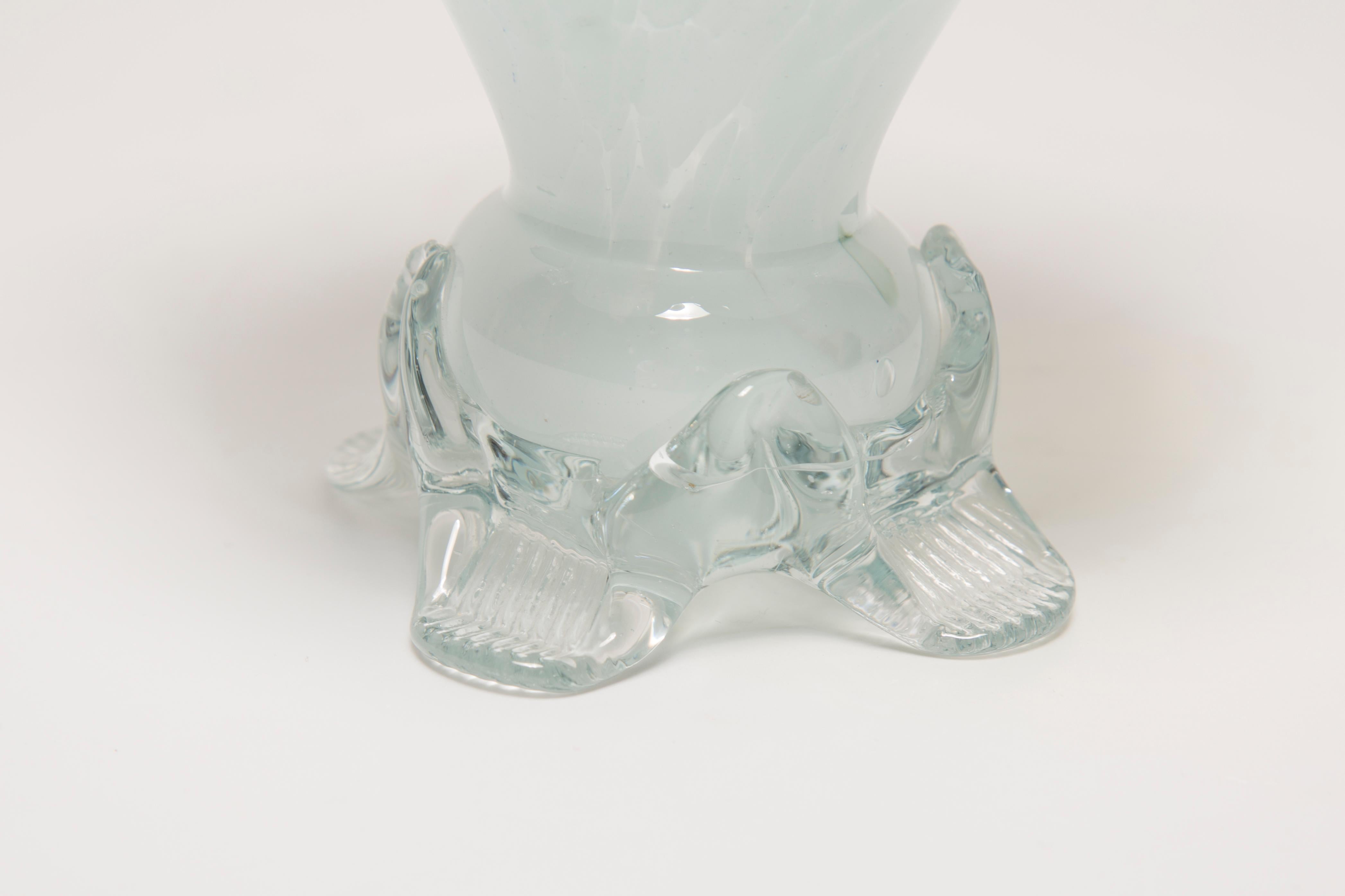 Midcentury Vintage Decorative Glass Bowl Basket Vase, Europe, 1960s For Sale 7