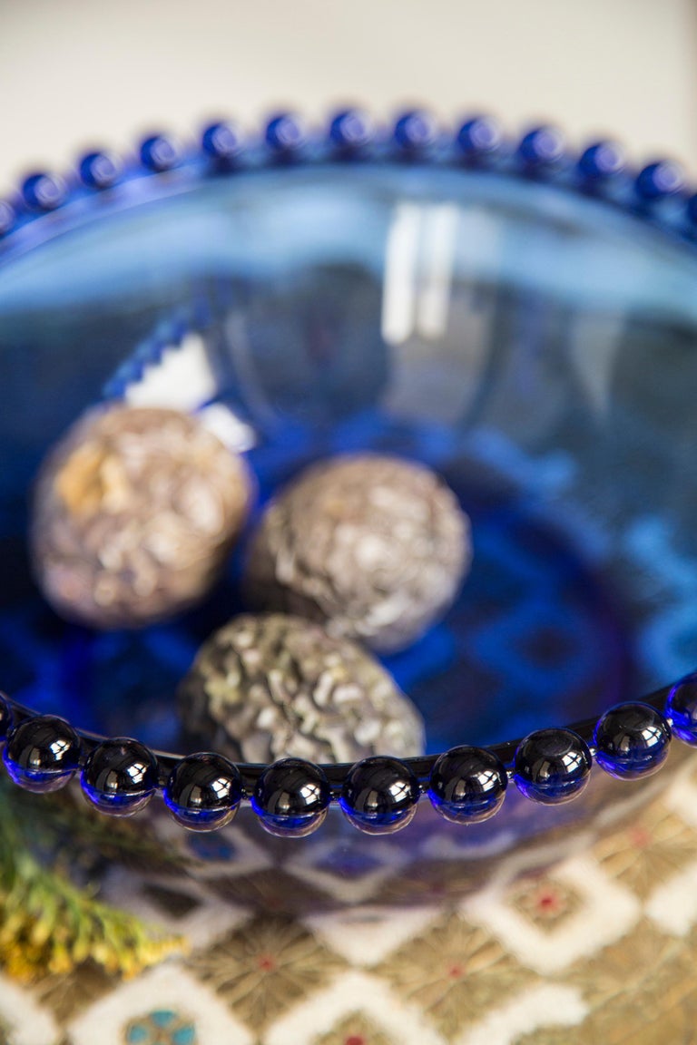 Midcentury Vintage Deep Blue Decorative Glass Plate, Italy, 1960s For