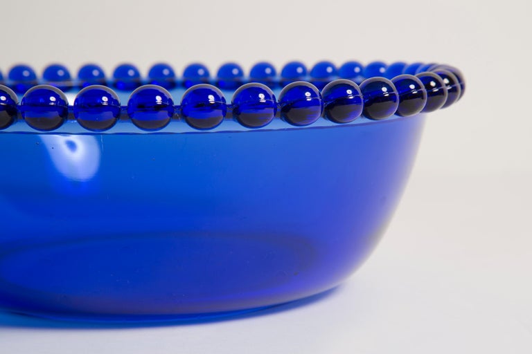 Midcentury Vintage Deep Blue Decorative Glass Plate, Italy, 1960s For