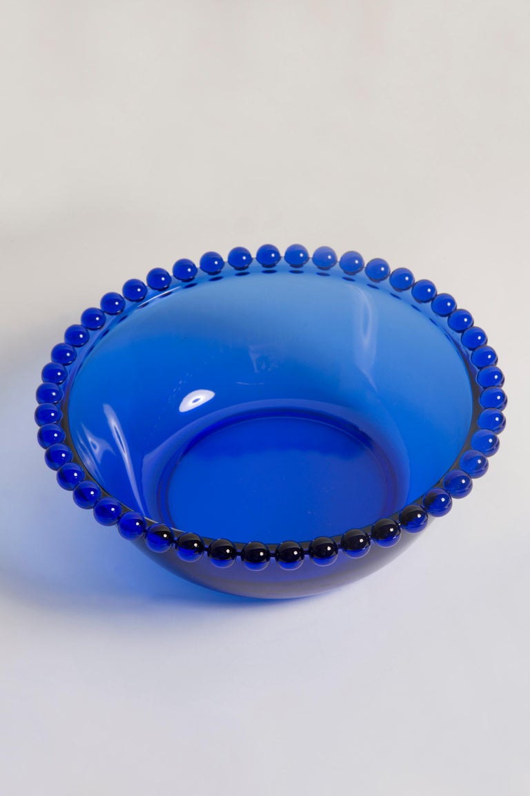 Midcentury Vintage Deep Blue Decorative Glass Plate, Italy, 1960s For