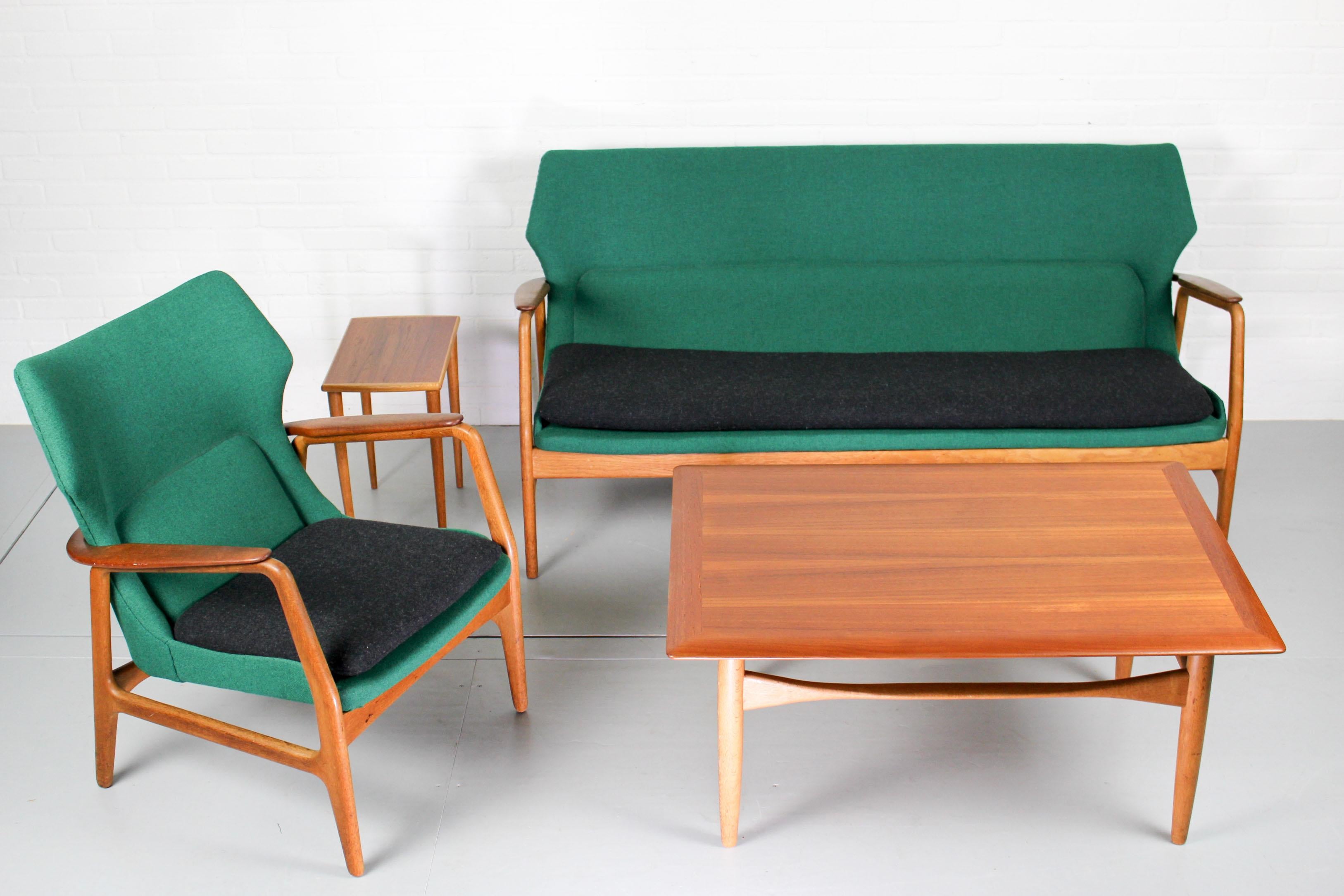 Wool Midcentury Vintage Design Lounge Set Bovenkamp Sofa, Tables & Wingback Chair