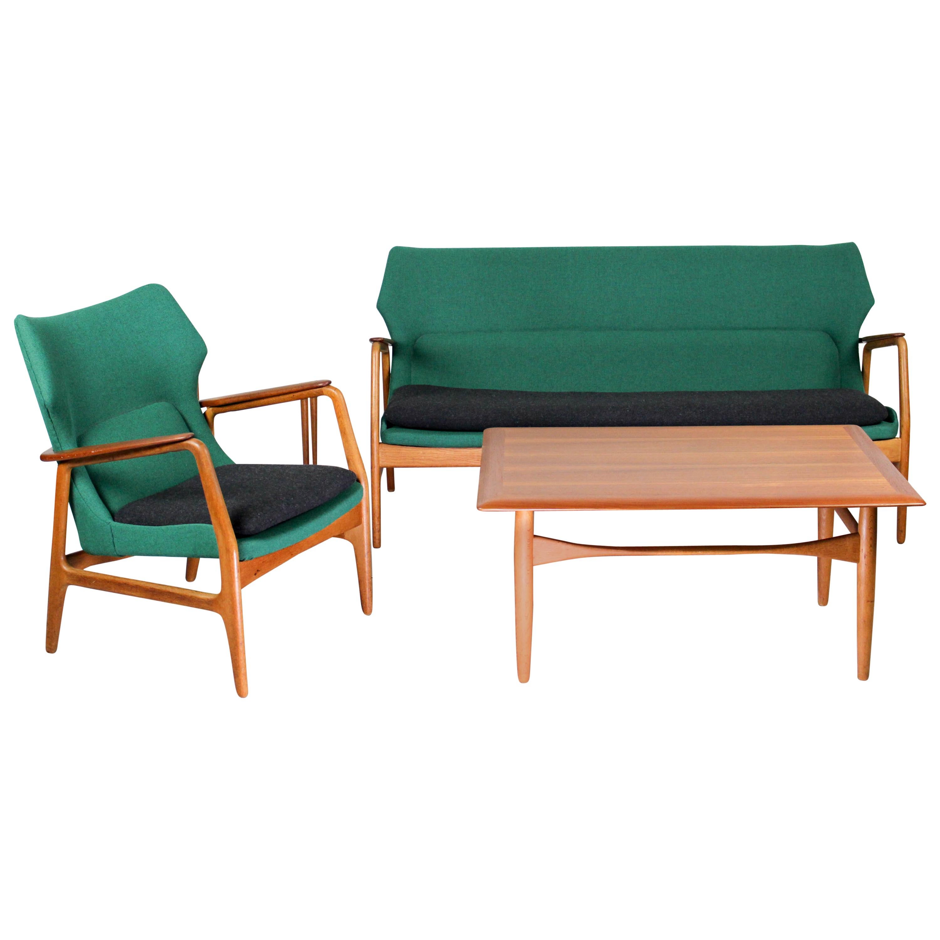 Midcentury Vintage Design Lounge Set Bovenkamp Sofa, Tables & Wingback Chair