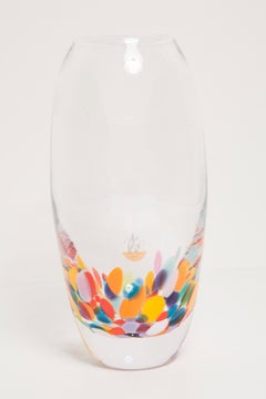 Jarrón de cristal de Murano transparente Dots Vintage de mediados de siglo, Jerpoint, Irleandia, años 2000