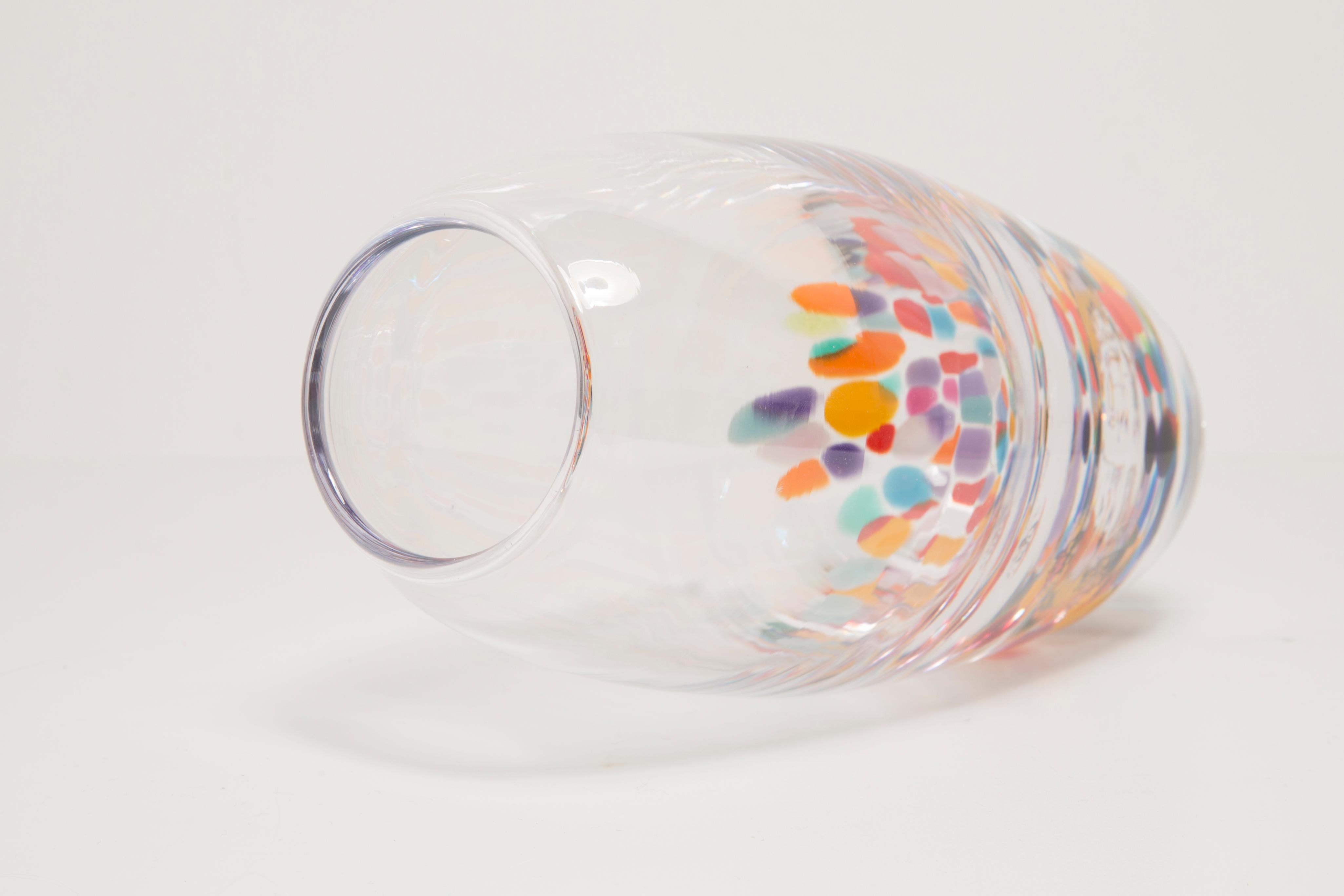 Mid-Century Vintage Dots Transparent Murano Glass Vase, Jerpoint, Irleand, 2000s For Sale 1
