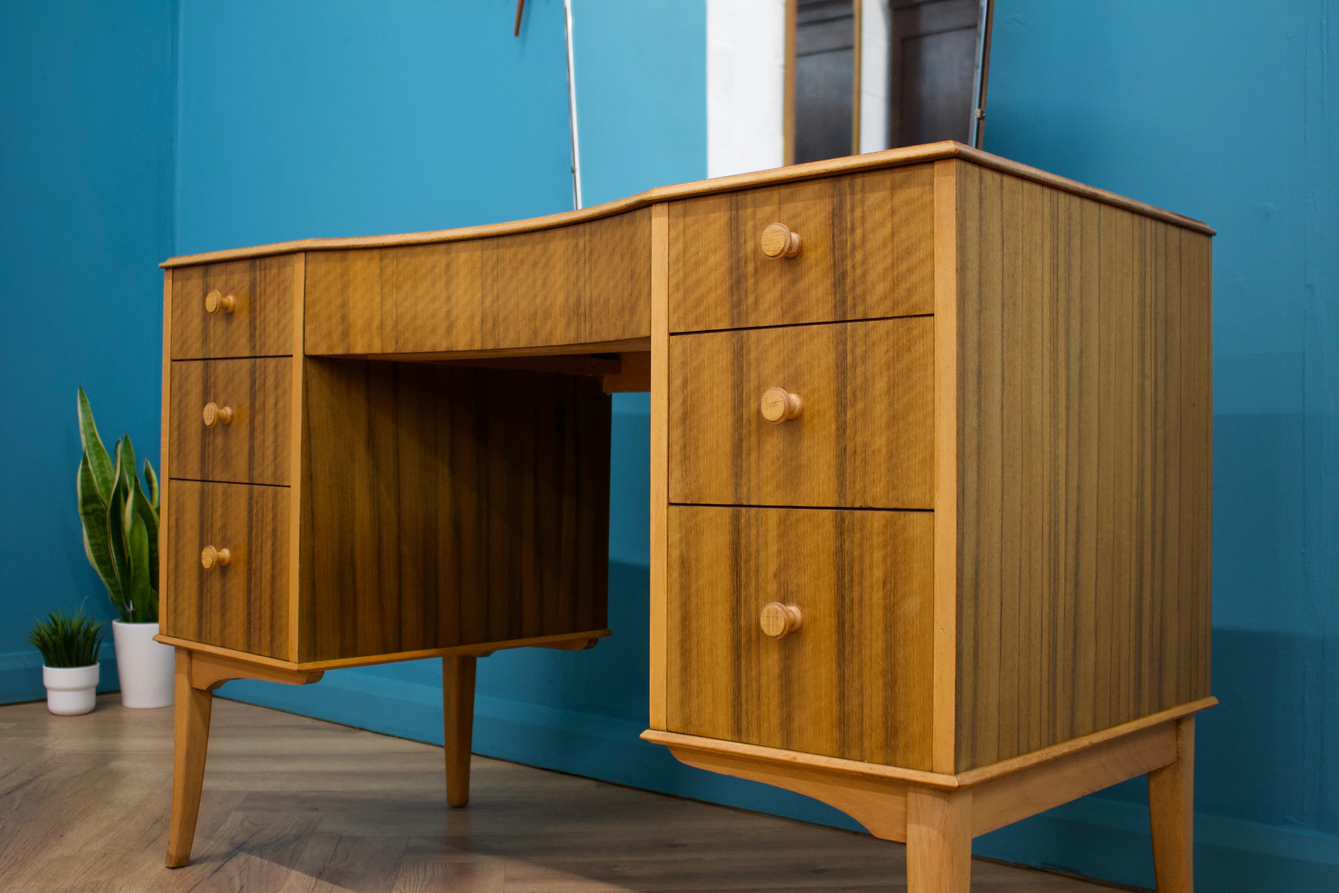 Veneer Mid Century Vintage Dressing Table in Walnut from Heals, 1960s For Sale