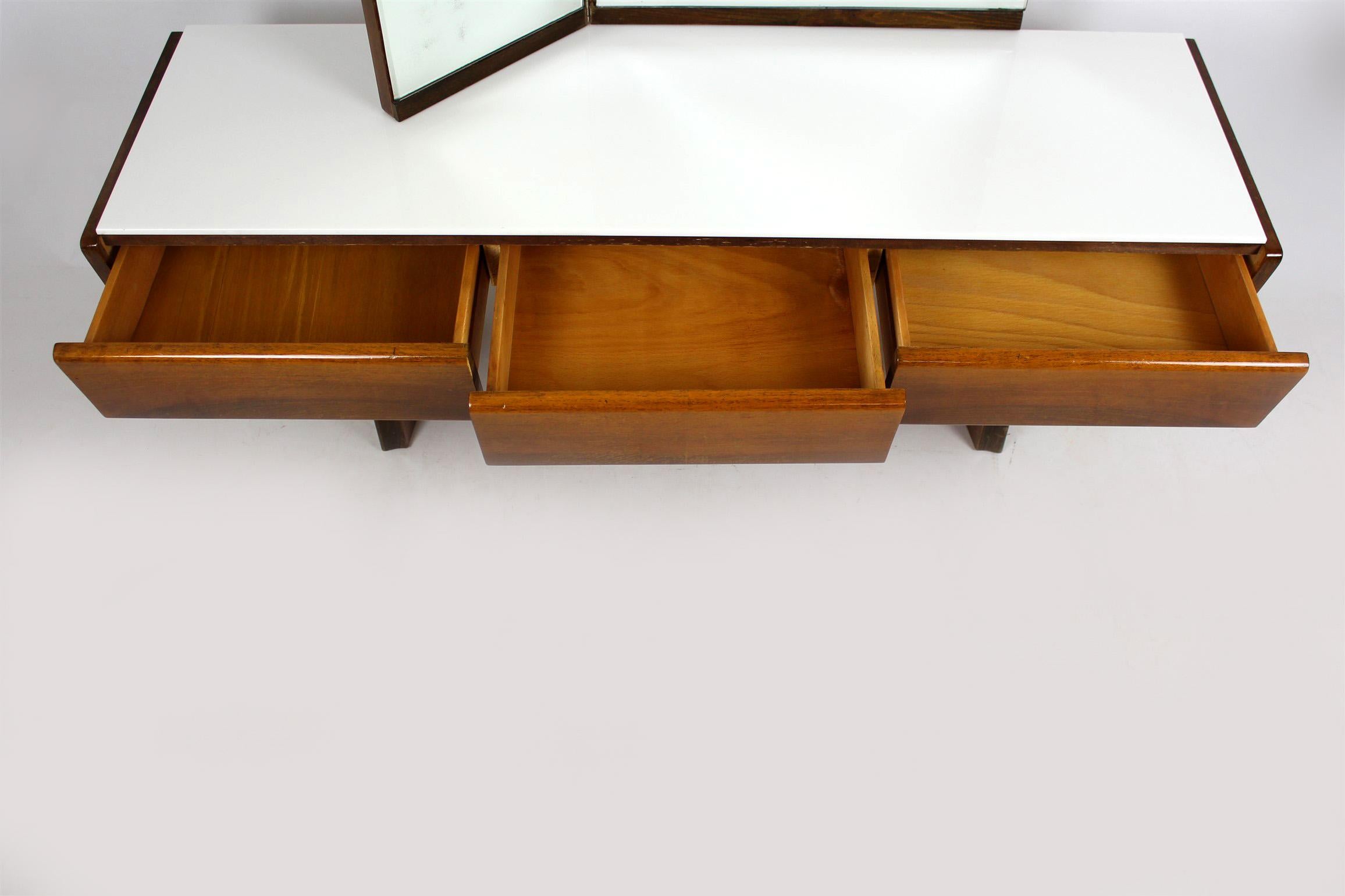 Czech Midcentury Vintage Dressing Table and Mirror Set, 1960s