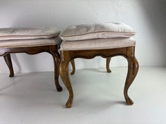 Mid-century vintage Drexel heritage upholstered walnut benches