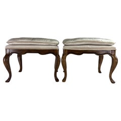 Mid-century vintage Drexel heritage upholstered walnut benches