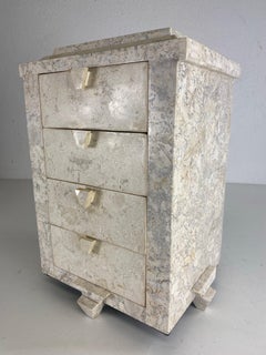Mid-century vintage elegant tessellated marble trinket box/jewelry chest