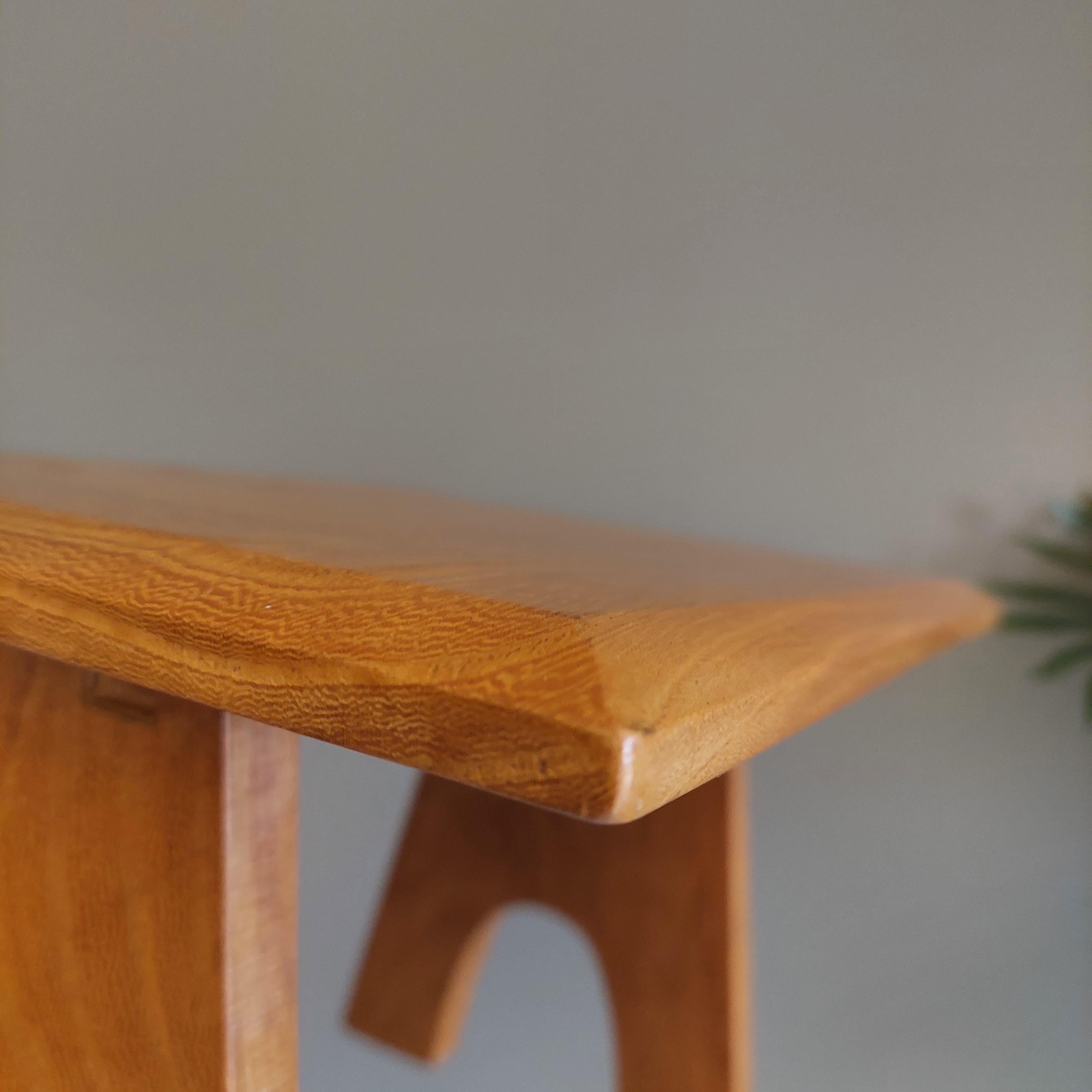 Mid Century Vintage elm low stool footstool step stand, 70s 1