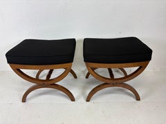 Mid-century vintage Empire style newly upholstered benches/pair