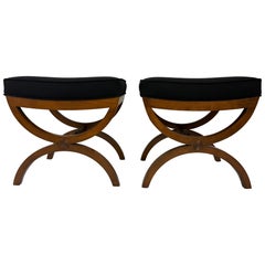 Mid-century vintage Empire style newly upholstered benches/pair