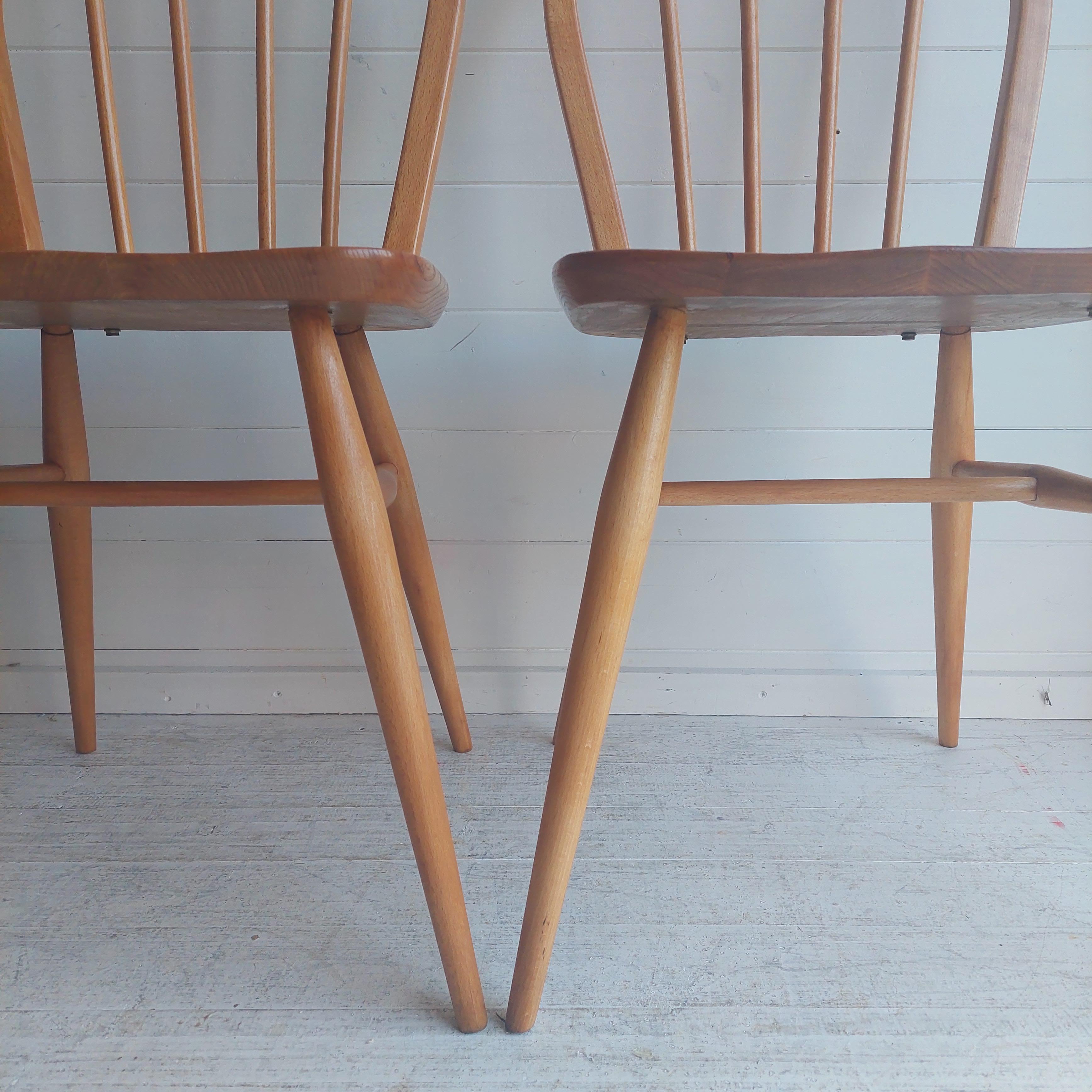 Mid Century Vintage Ercol Blonde Dining Chairs Model 400, 1960's Set of 2 4