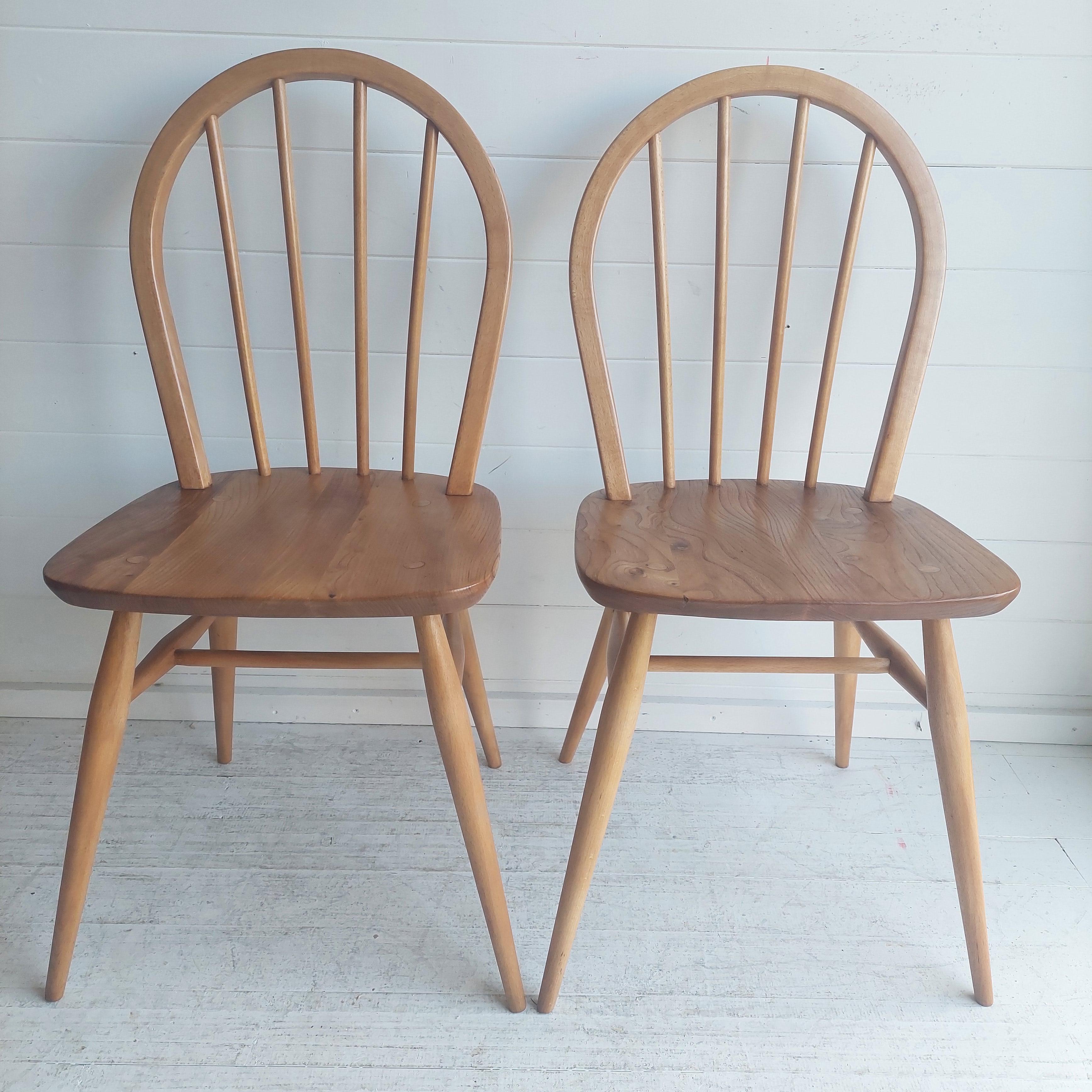 Mid Century Vintage Ercol Blonde Dining Chairs Model 400, 1960's Set of 2 5